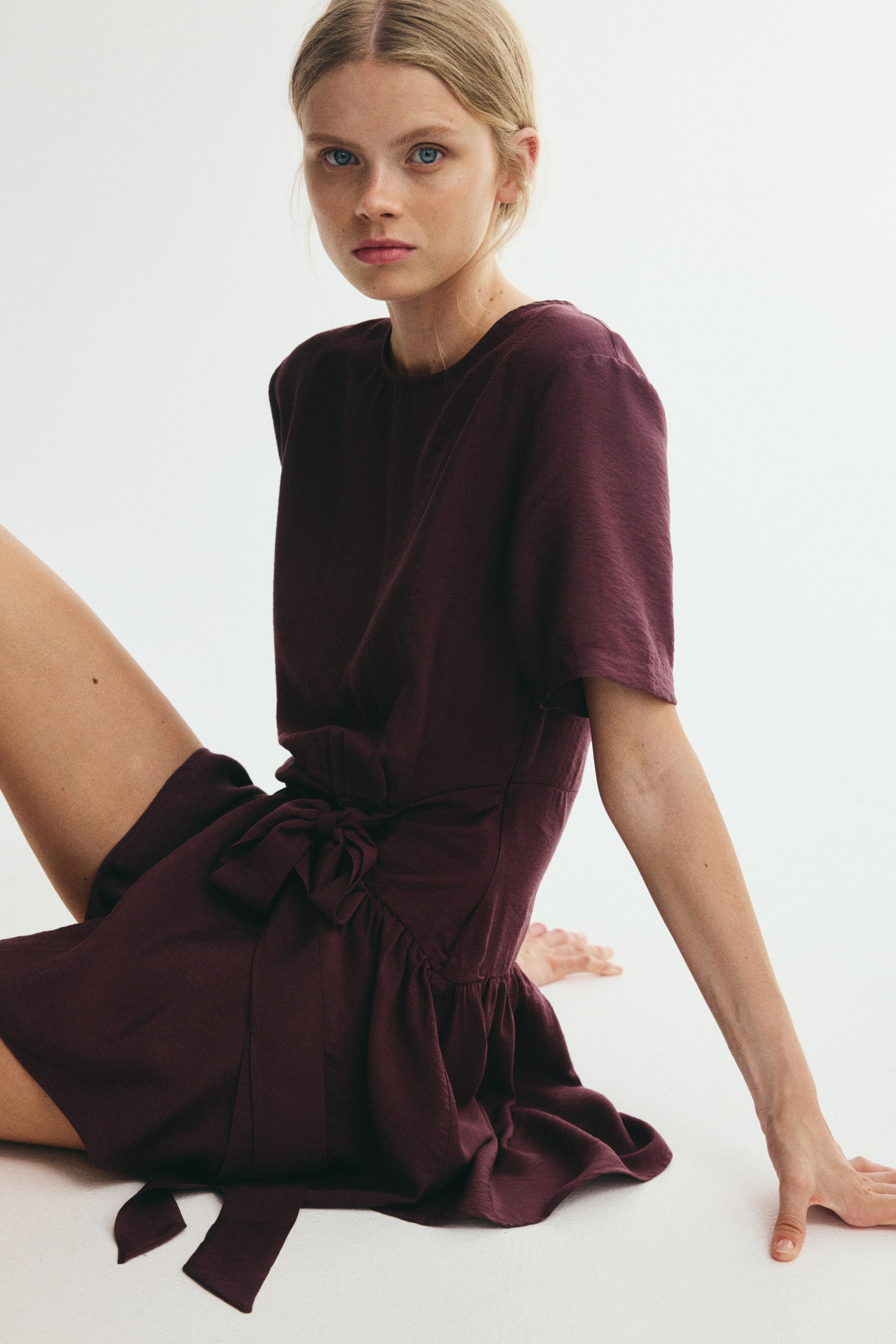 Tie-Detail Viscose-Blend Dress