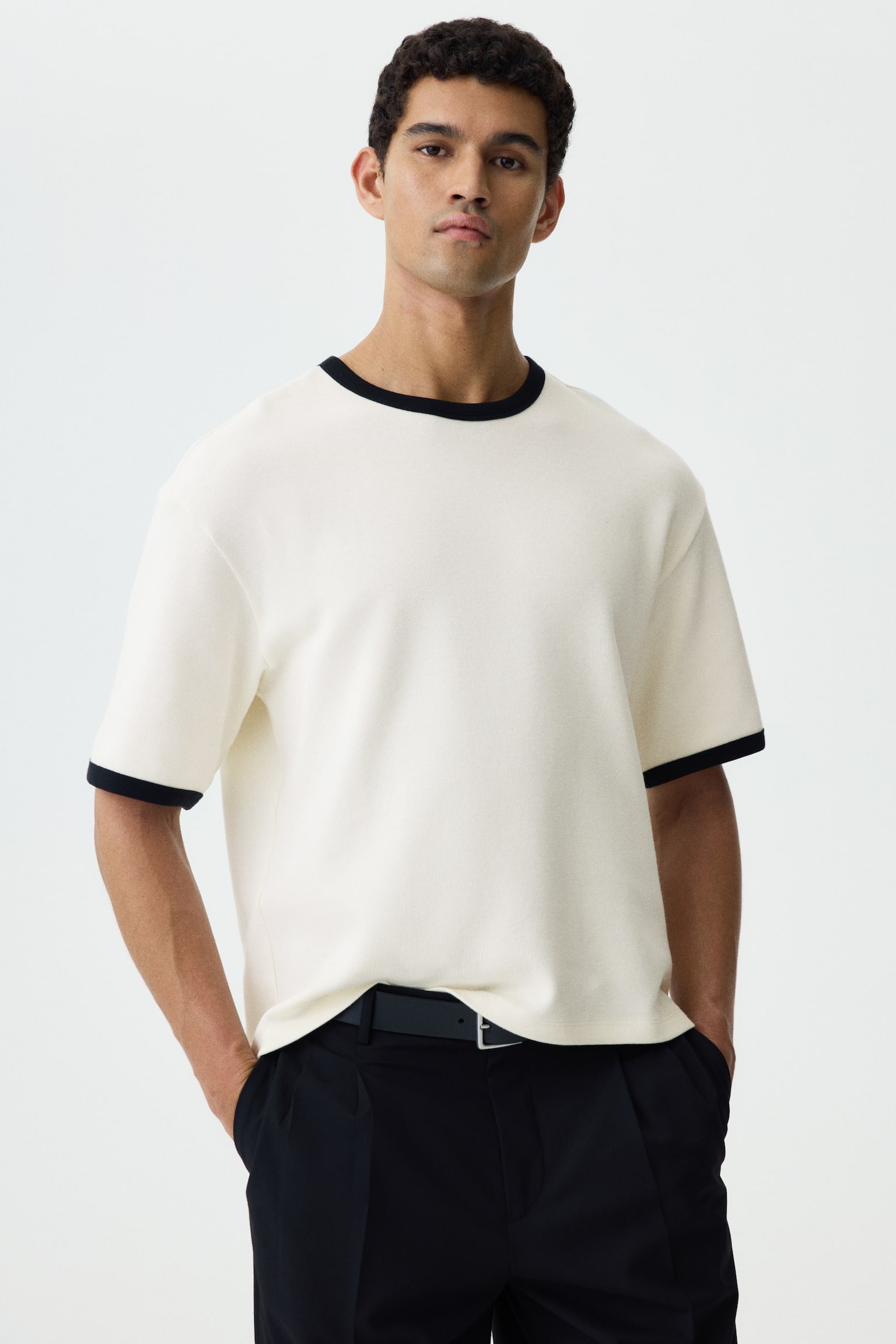 Relaxed Fit Boxy cotton T-shirt - Cream/Black/Brown/Navy blue - 1