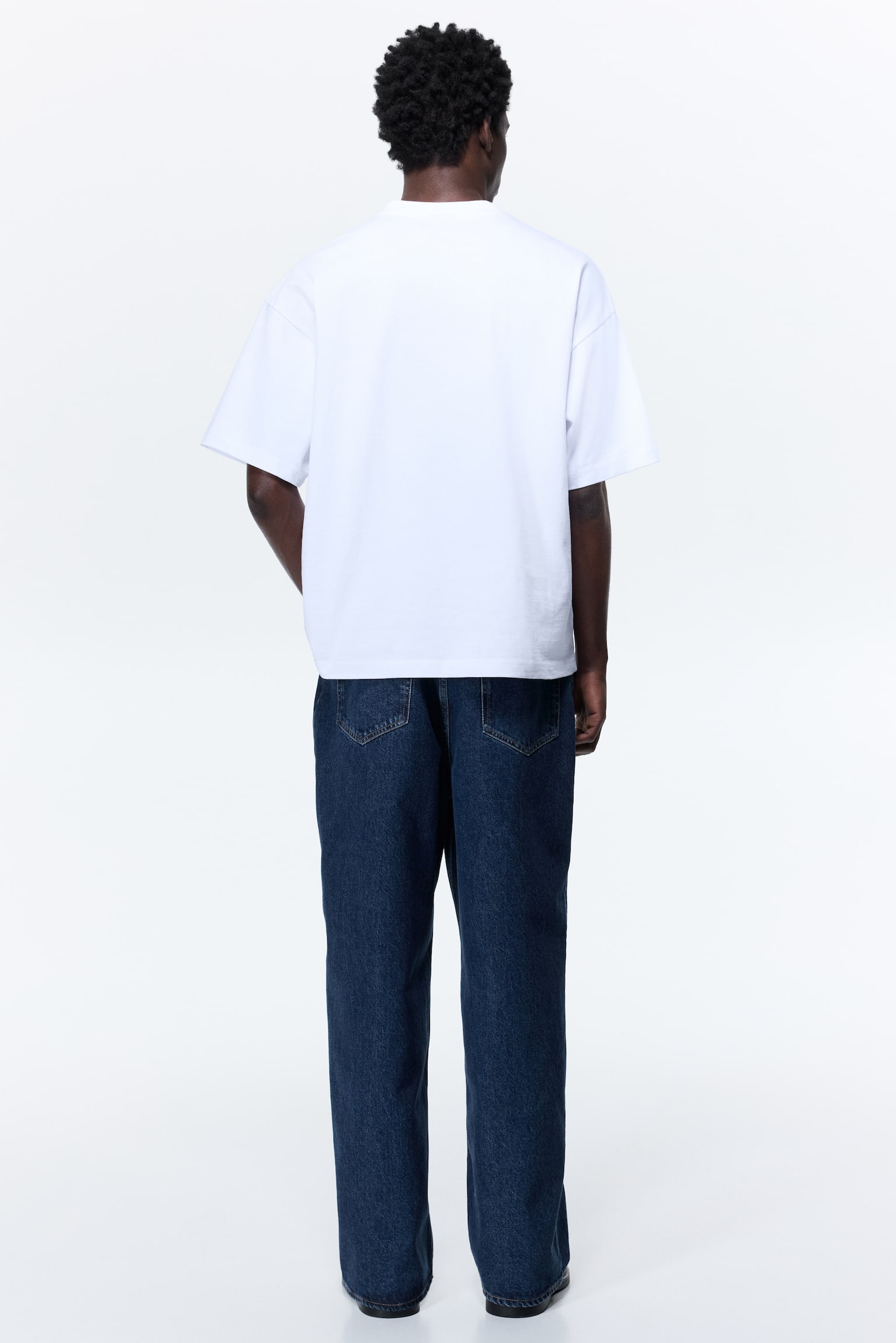 Oversized Fit Cotton T-shirt - White/Black/Light grey - 4