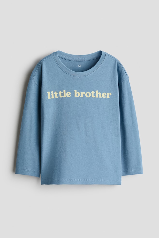 Printed long-sleeved T-shirt - Turquoise/Little Brother/Blue/New York/Dark blue/Jolly Time Together/Dark red/NY/Dark grey/Monster truck/Dark green/Big Brother/Dark green/T. rex/Dark grey/Eyes/Light green/Meet Me/Red/Happy Holidays - 1