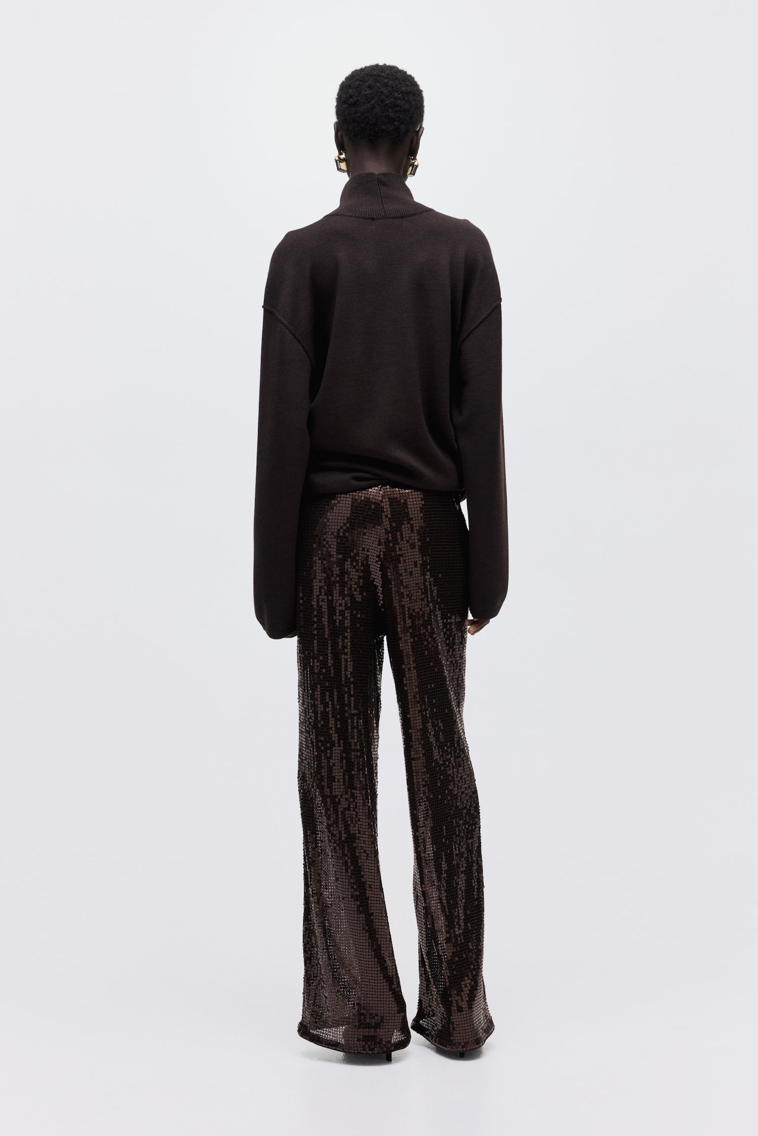Sequined trousers - Dark brown - 4