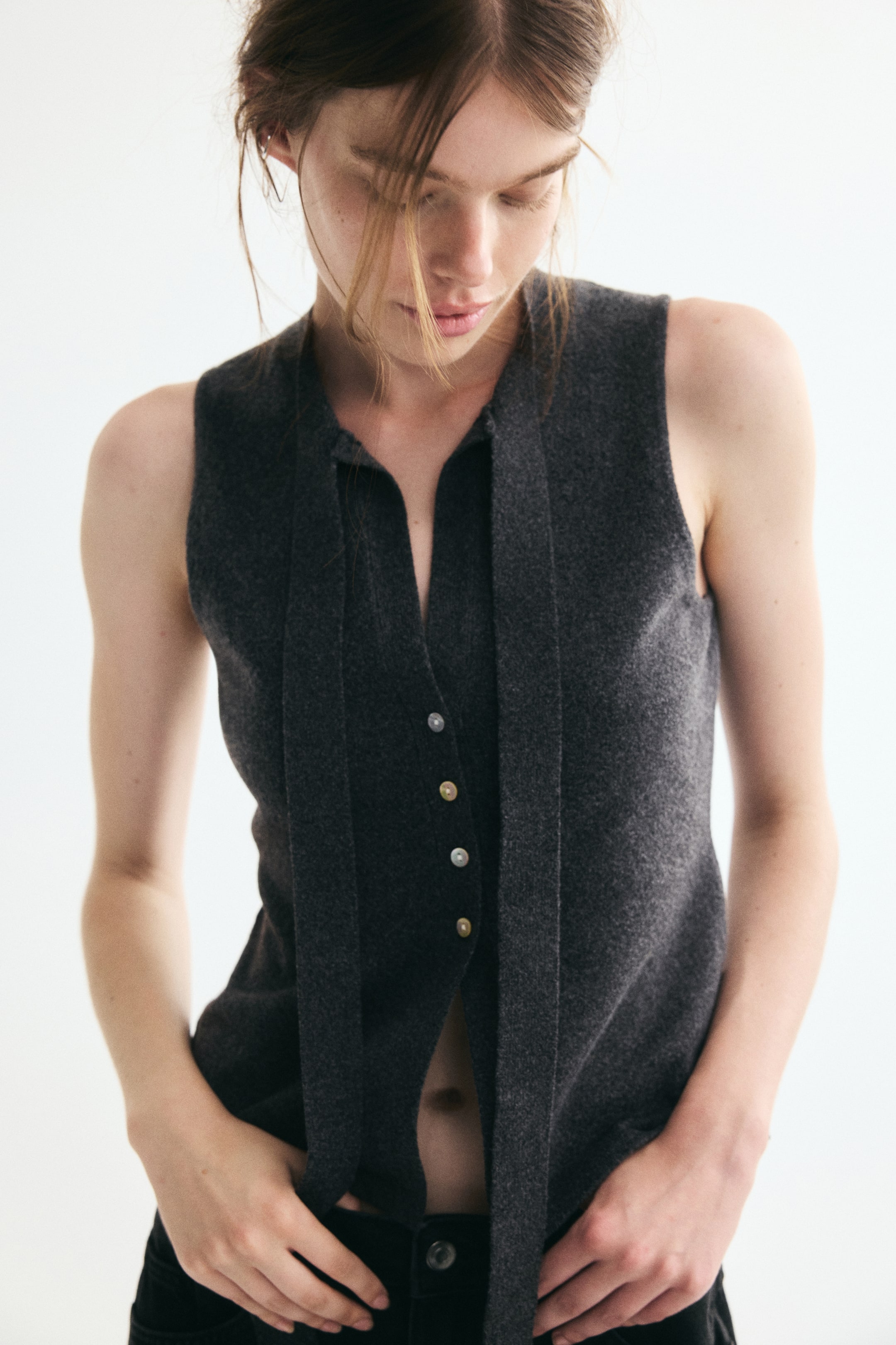 Knit Bow-Collar Top