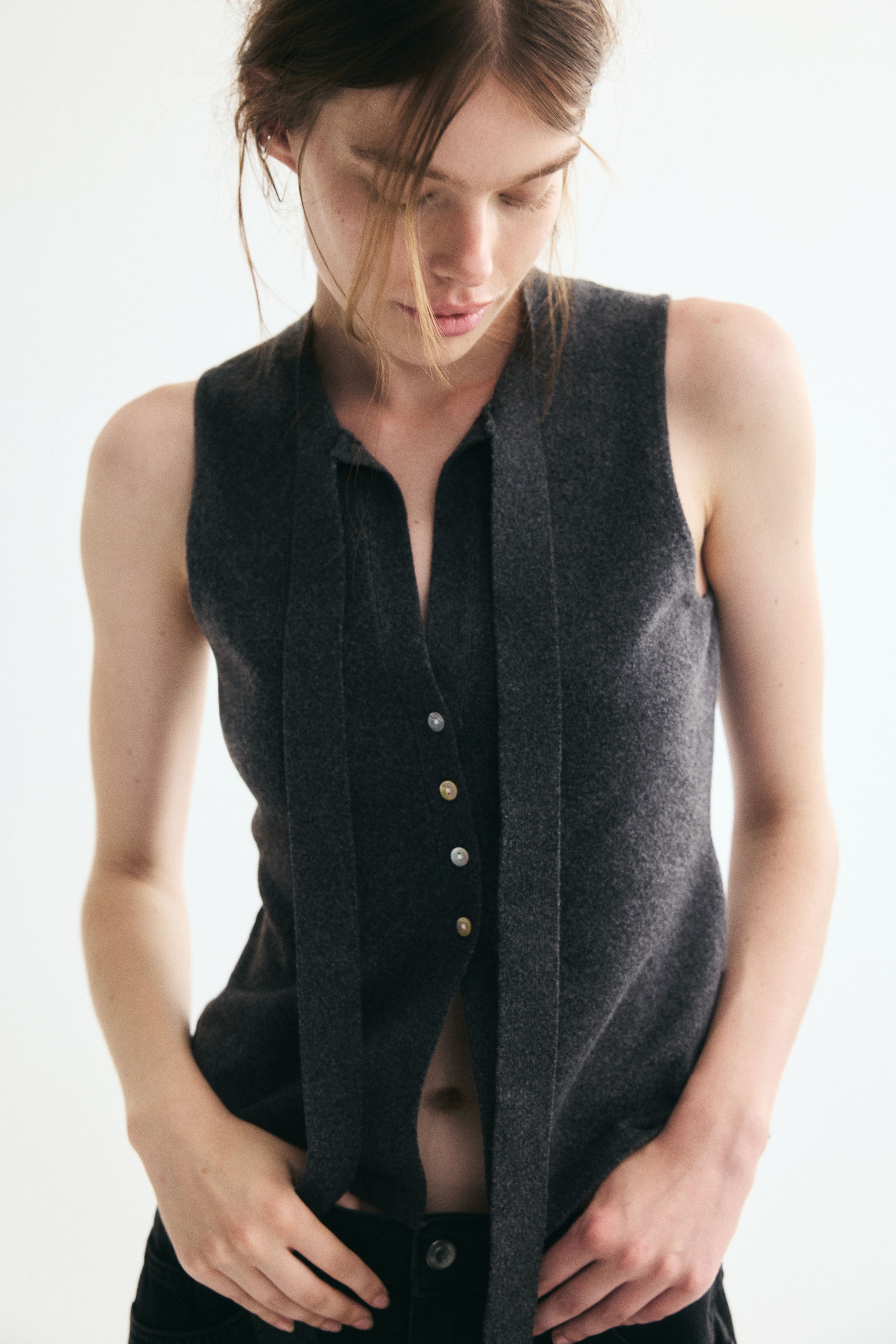 Knit Bow-Collar Top