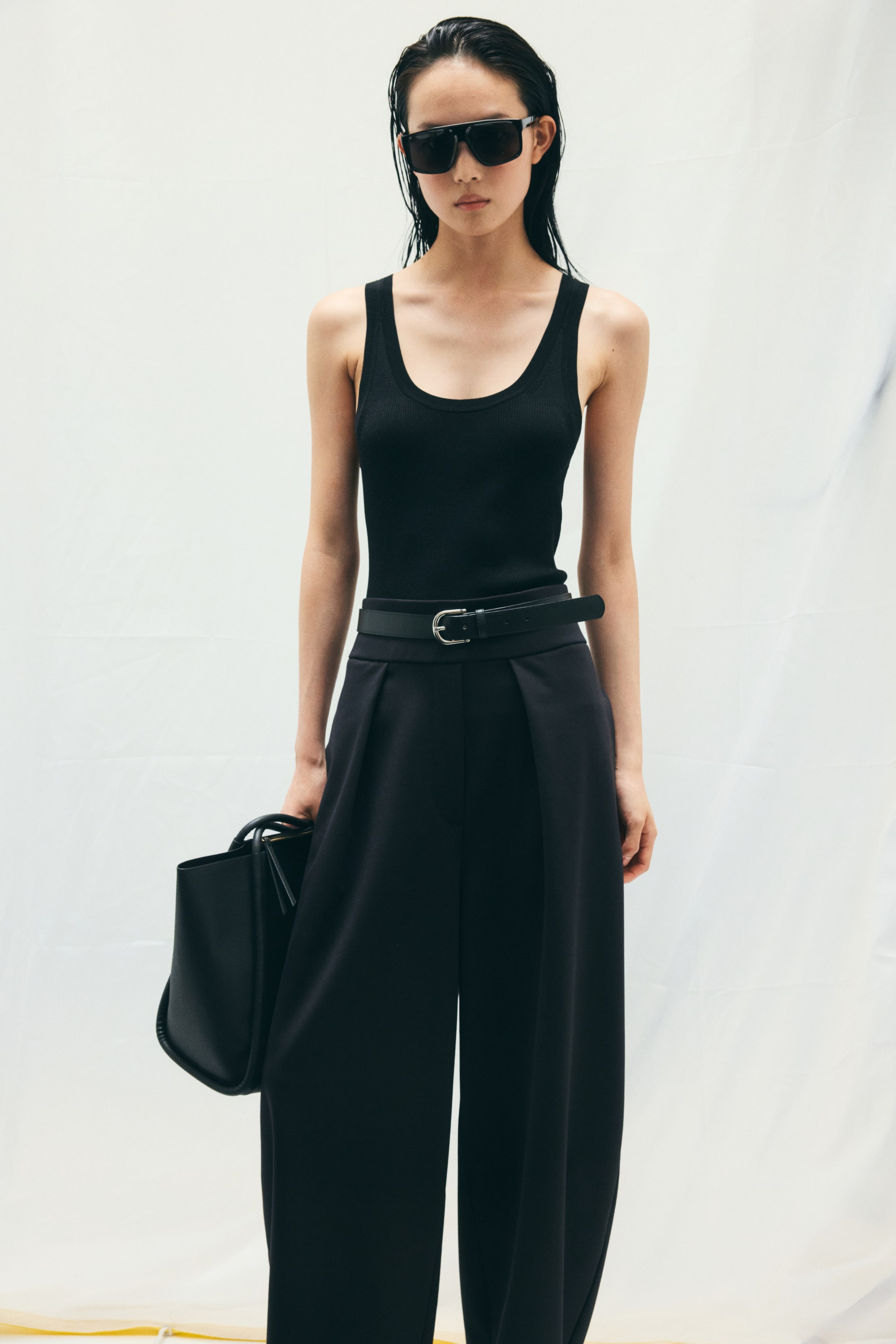 Pleated Barrel-Leg Pants
