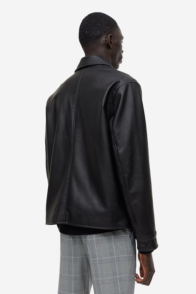 Imitation leather jacket - Black - 4