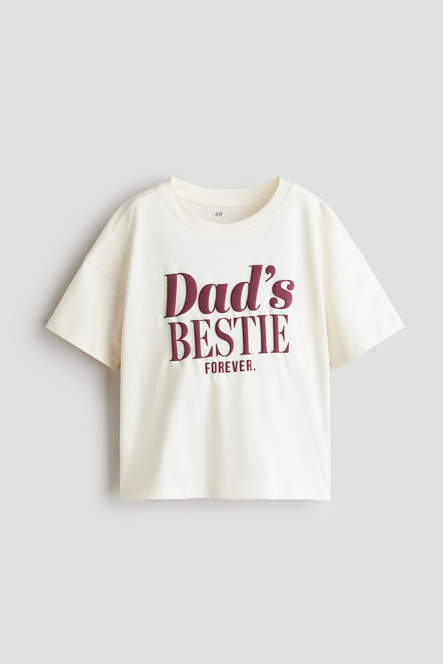 Katoenen T-shirt met geprint motief - Roomwit/Dad's Bestie/Donkerbruin/Big brother/Lichtblauw/Little brother