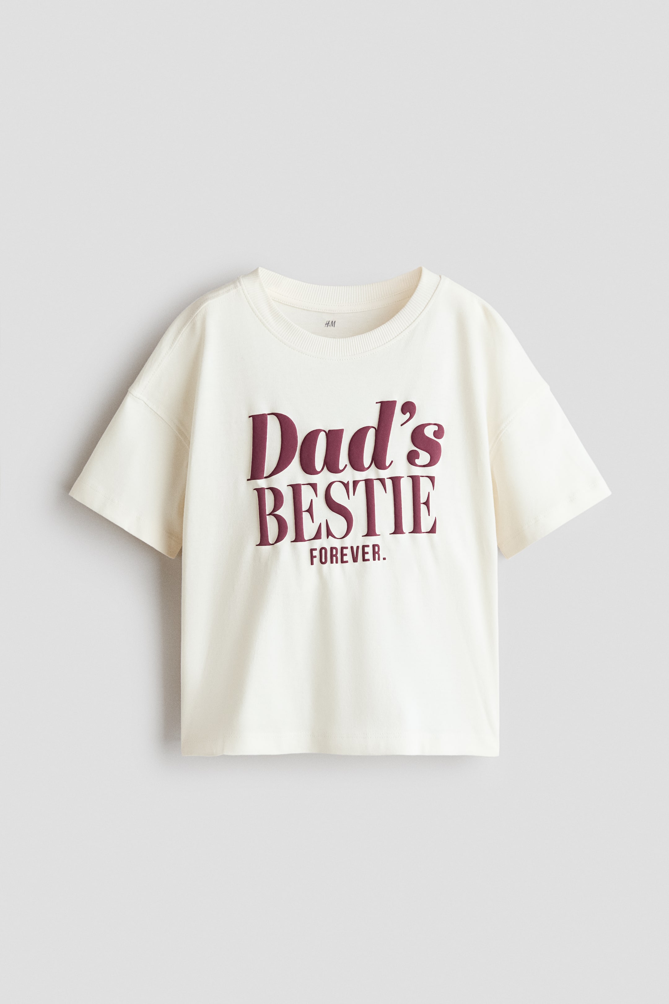 View larger image: Print-motif cotton T-shirt - Cream/Dad's Bestie - Kids | H&M 1