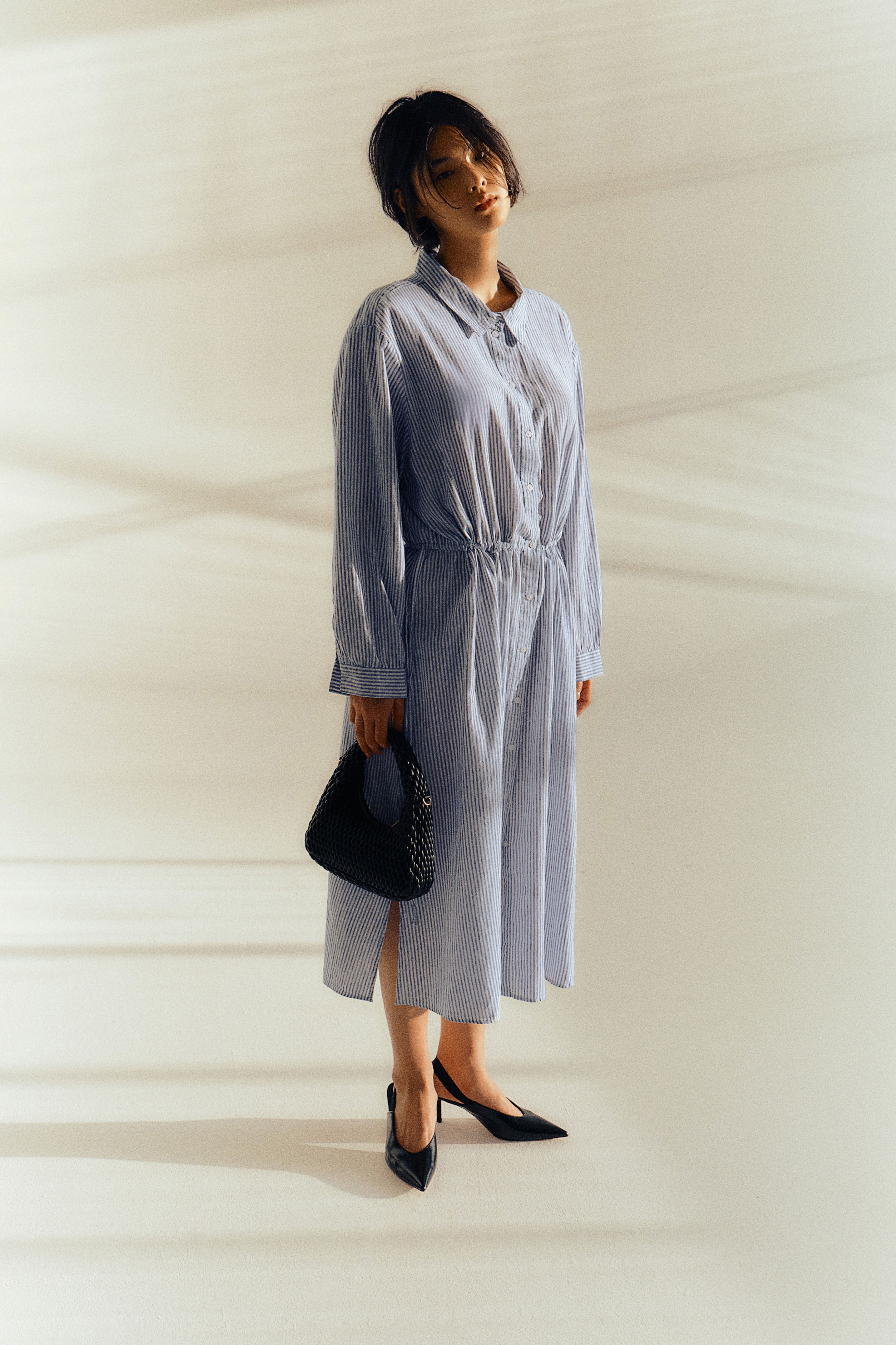 linen-blend shirt dress