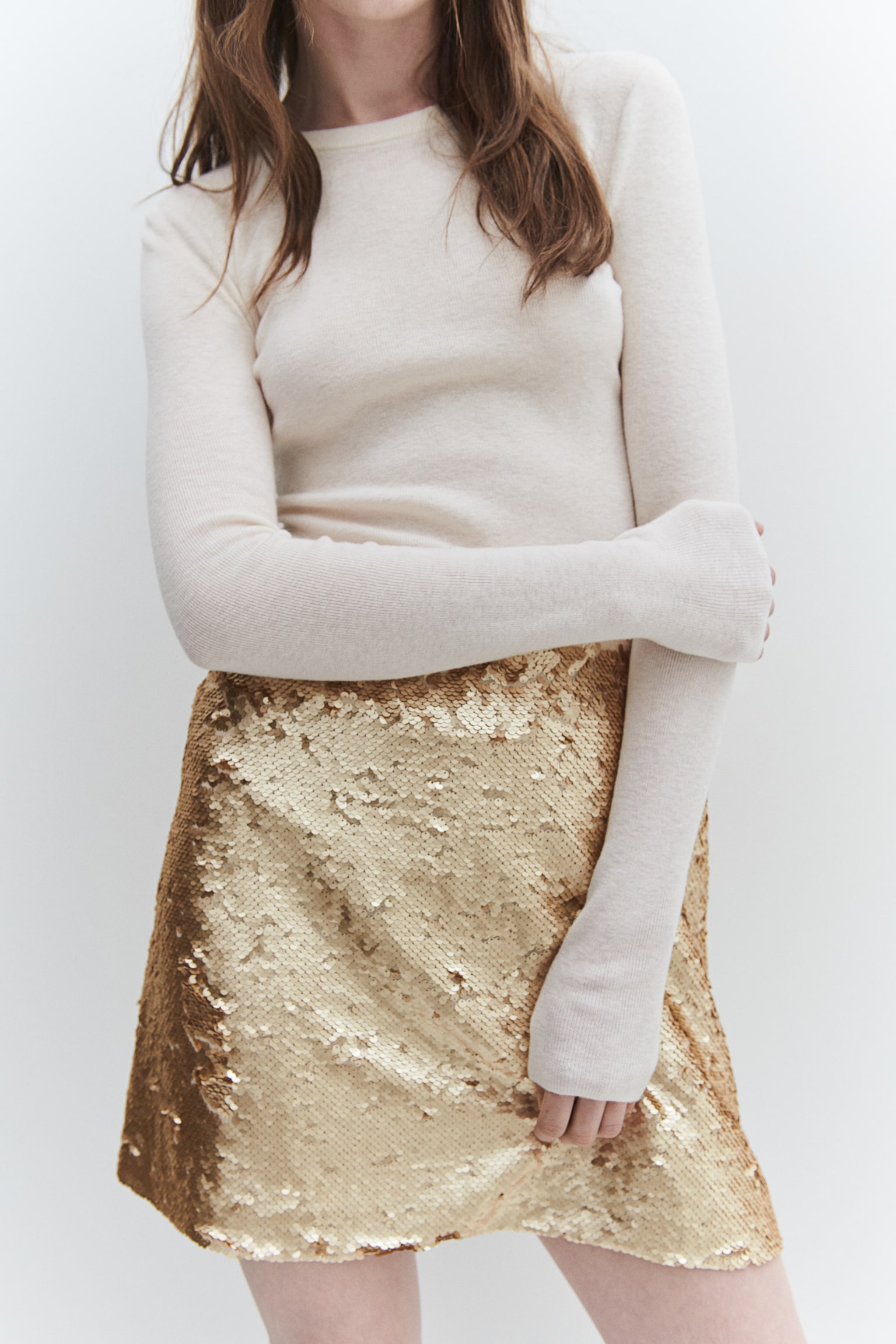 Sequined mini skirt - Beige/Gold-coloured/Black/Bright red - 7