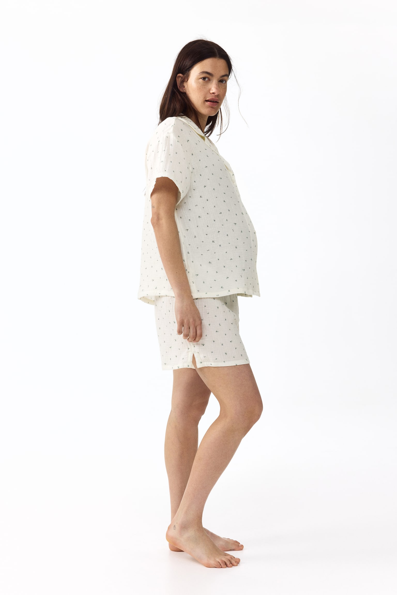 MAMA Cotton muslin pyjamas - Cream/Floral/White/Hearts/Light yellow/Striped/White/Strawberries - 6