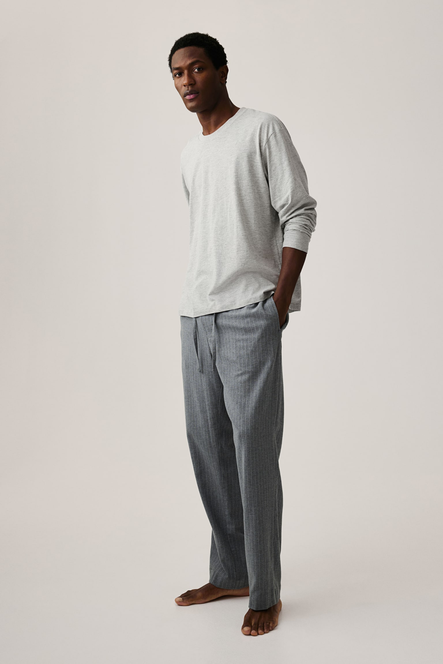 Regular Fit Pyjama - Dark grey/Pinstriped/Dark grey/Checked/White/Navy blue/White - 1