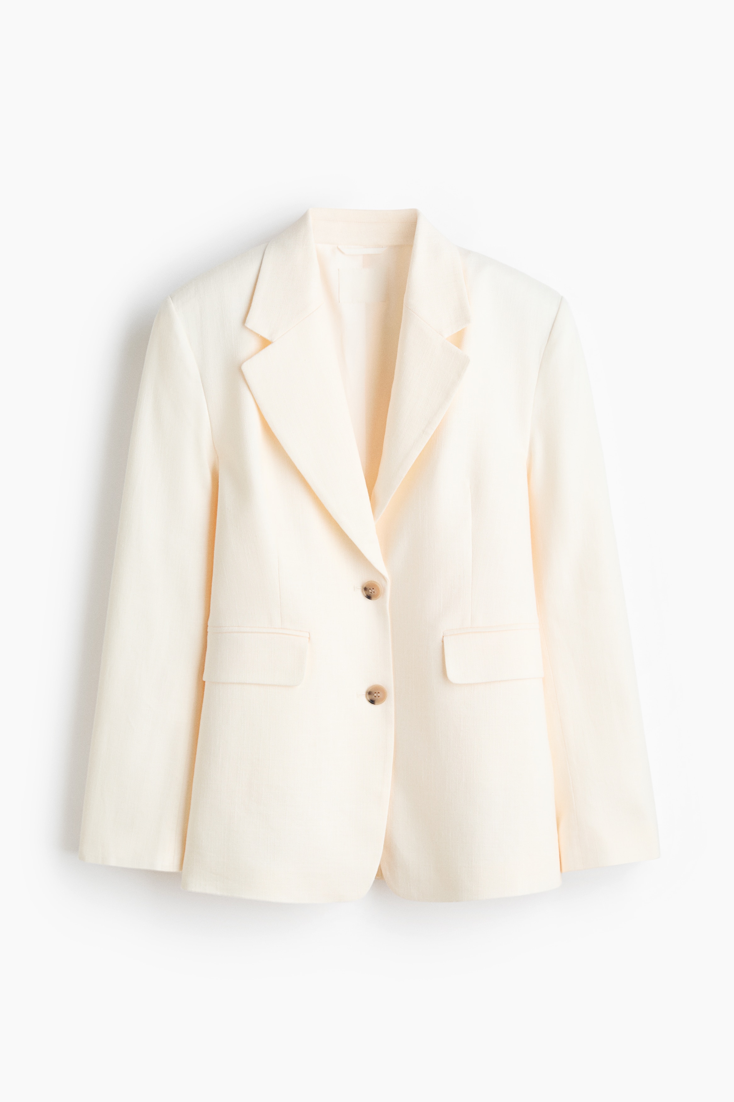 Blazer de botonadura sencilla en mezcla de lino - Crema