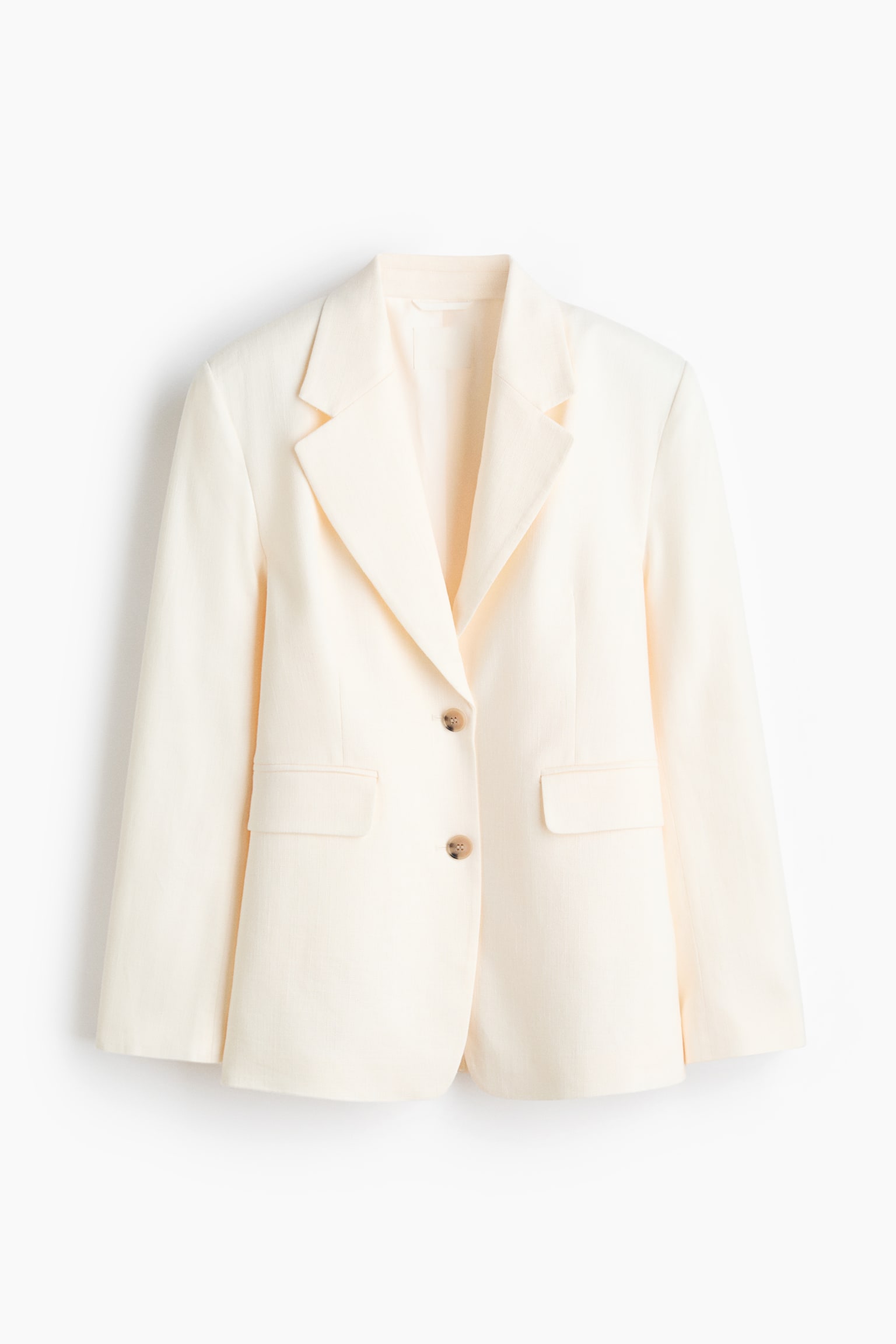 Single-breasted linen-blend blazer - Cream - 2