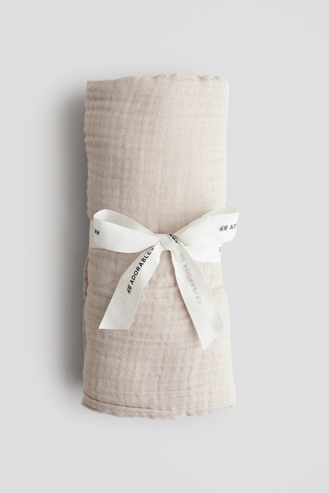 Muslin cot fitted sheet - Light greige - 1