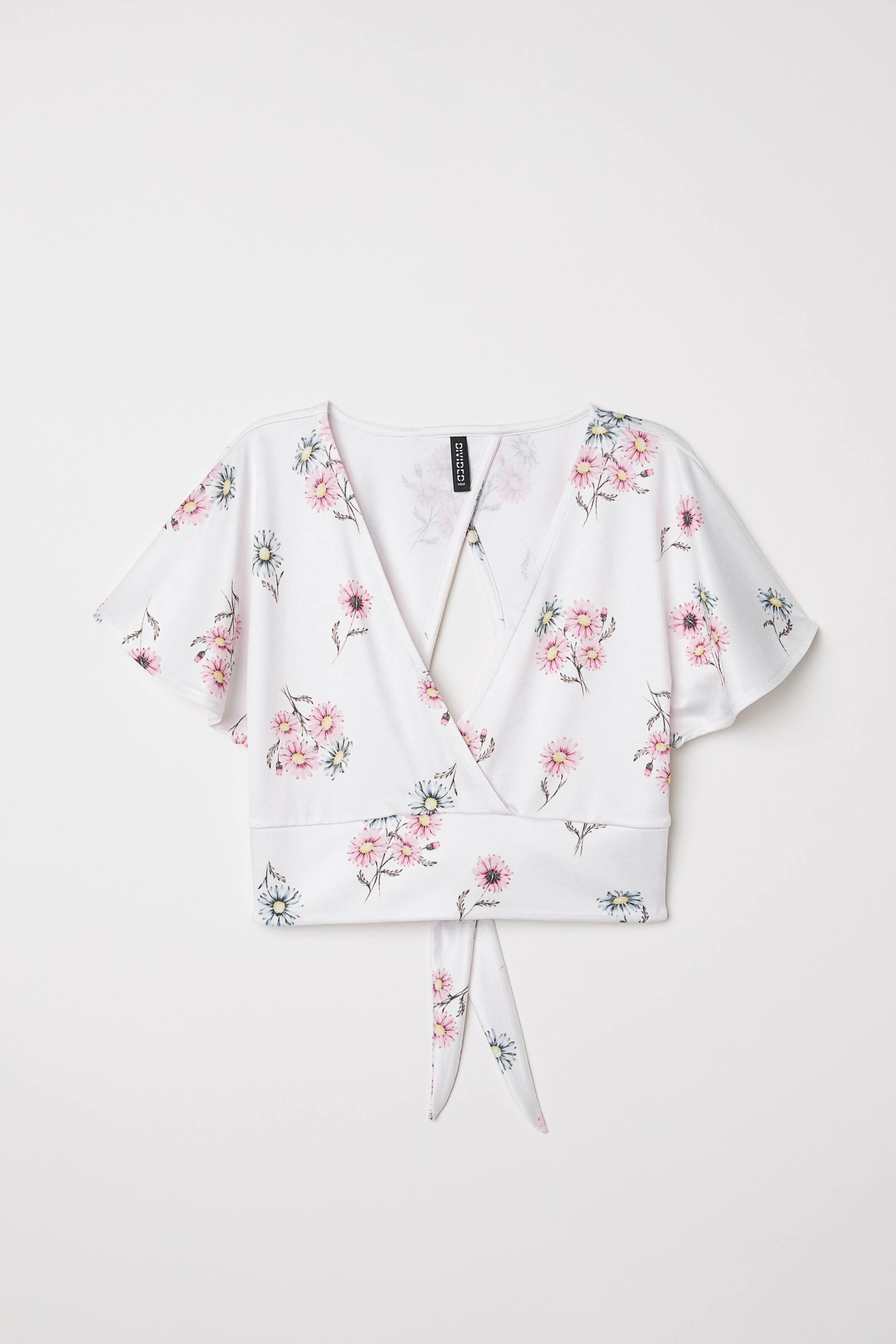 View larger image: V-neck top - White/Floral - Ladies | H&M IN 1