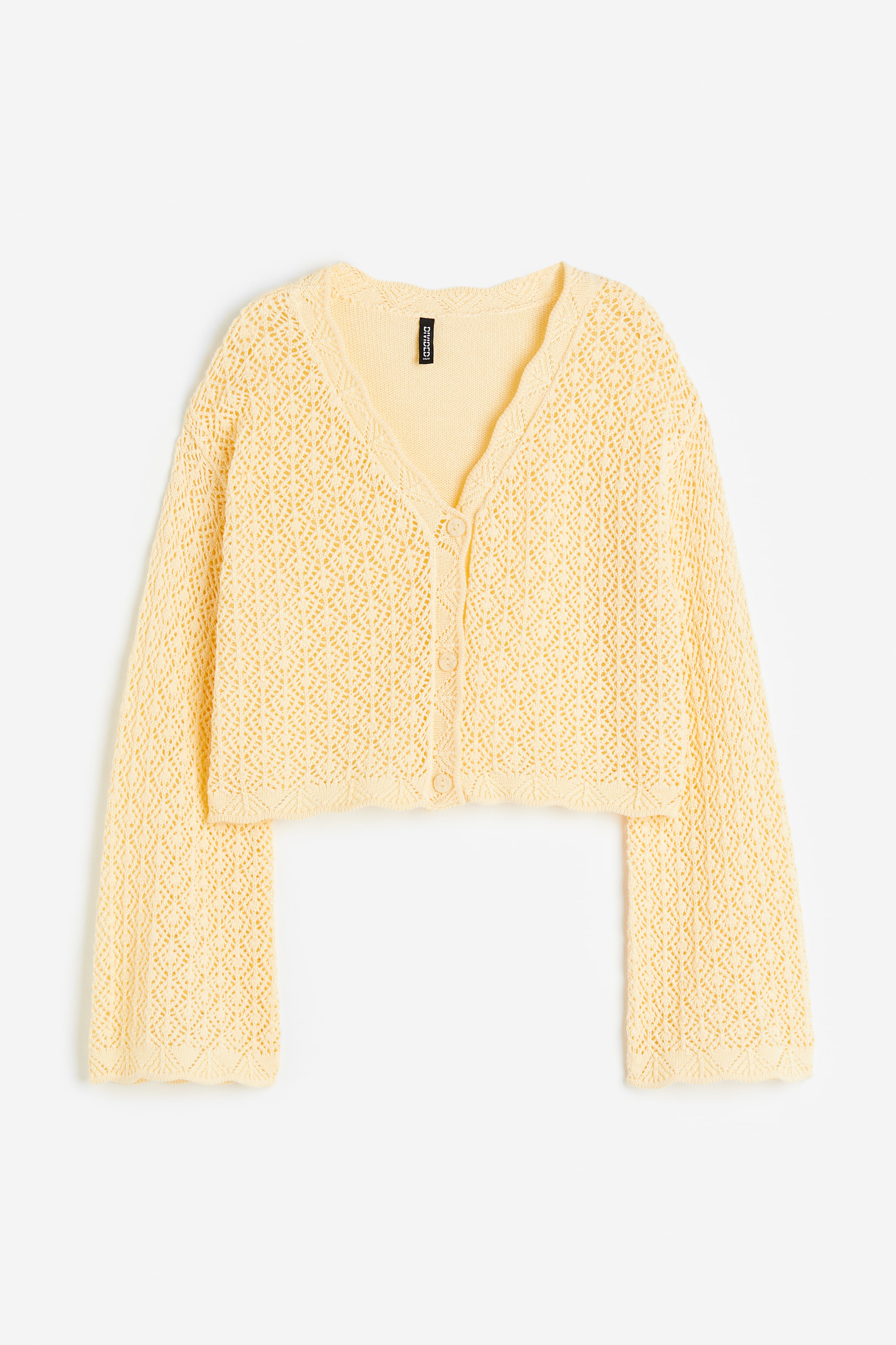 Pointelle Knit Cardigan Light Yellow Ladies Handm Ie