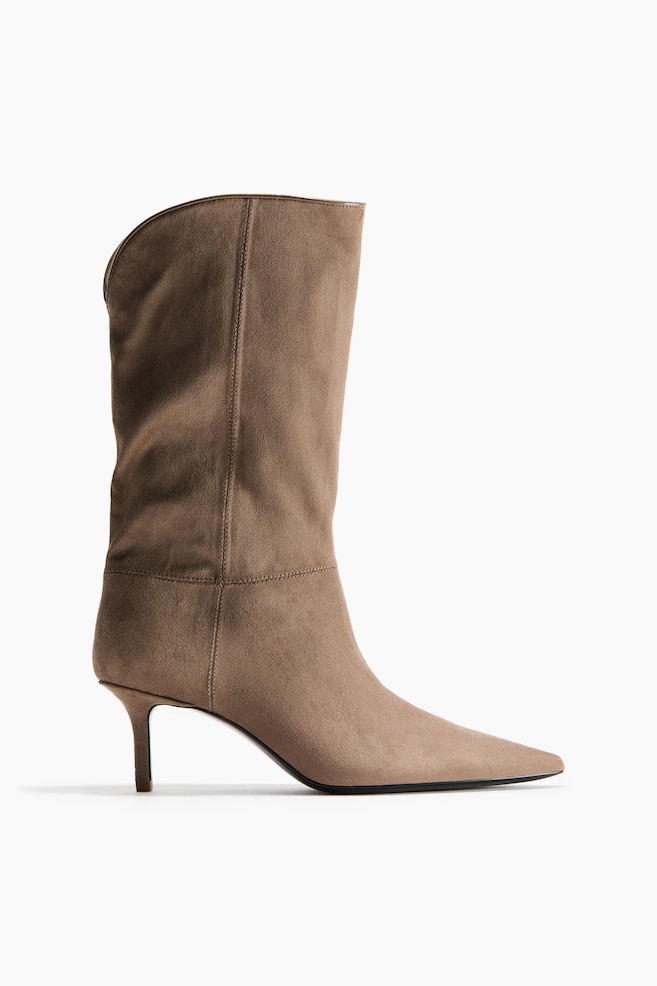 Bottes à talon - Beige foncé/Marron foncé - 1