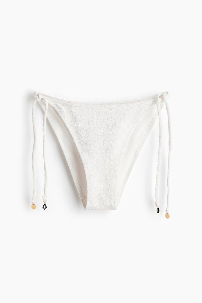Tie Bikini Bottoms - White/Orange/striped/Cream/Cream/Dark brown/Coral pink - 1