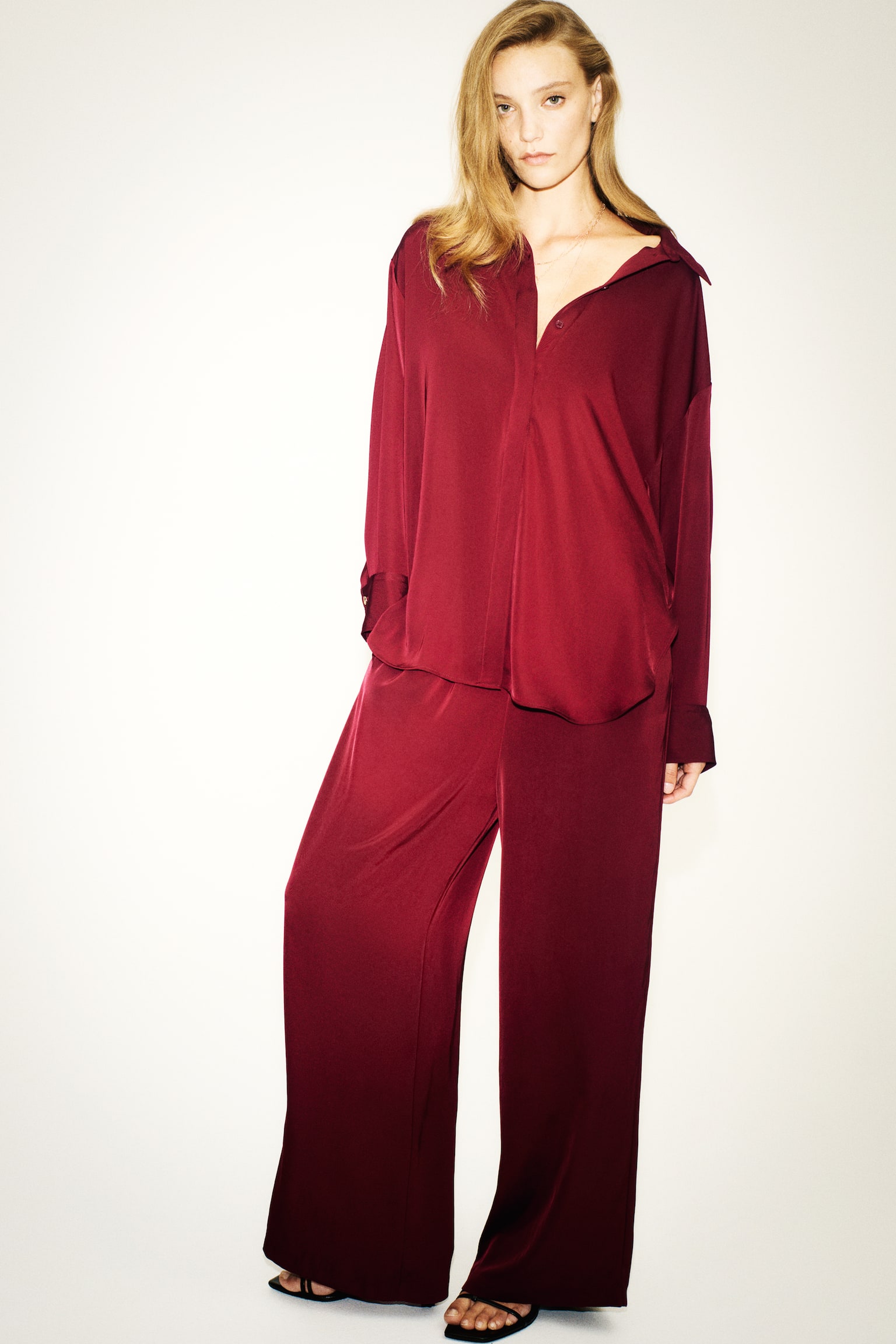 Женские брюки H&M Pull-on trousers, цвет: Тёмный красный — фото 4