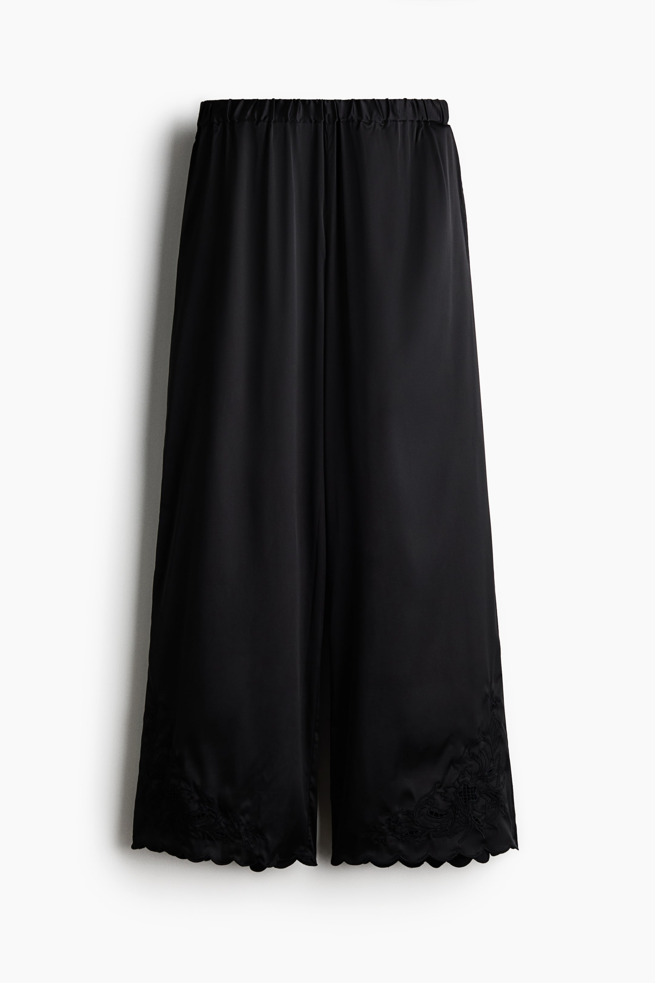View larger image: Embroidered satin trousers - Black - Ladies | H&M HK 5