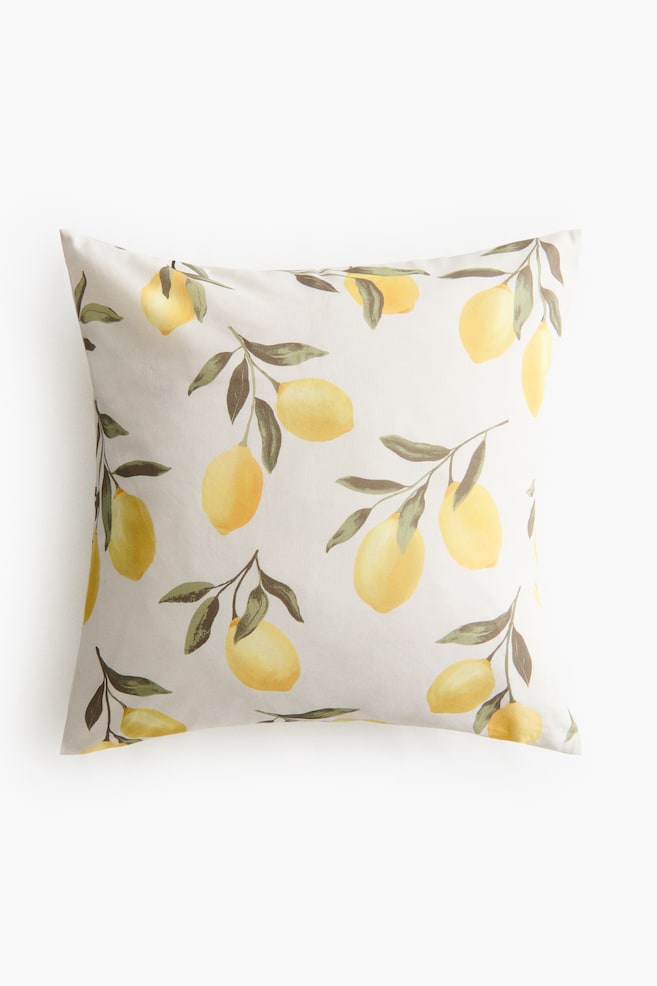 Patterned cushion cover - Light beige/Lemons/Light beige/Patterned/Light beige/Floral/White/Floral/Light beige/Oranges - 1
