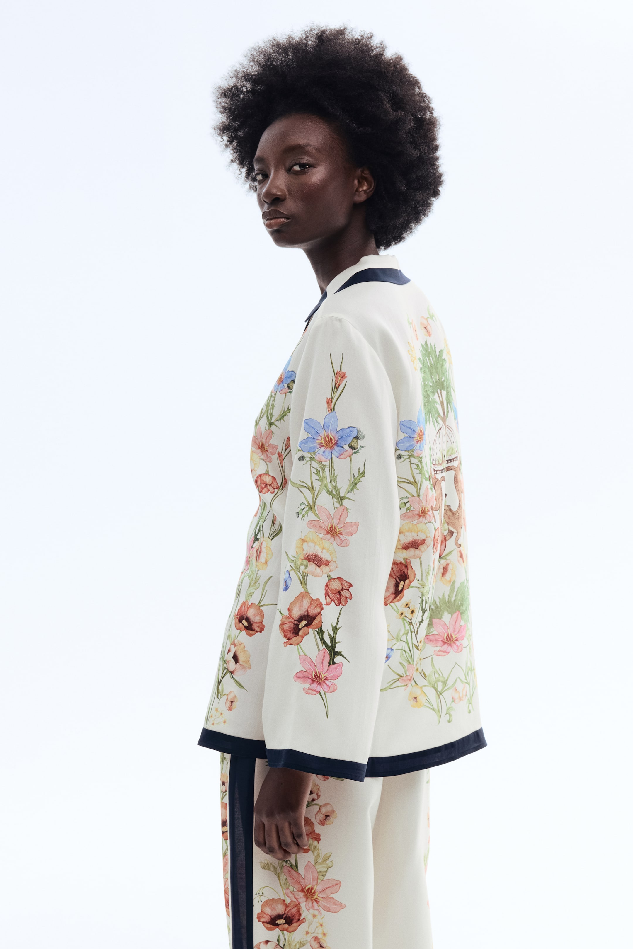 Chemise imprimée en lyocell à col cubain
