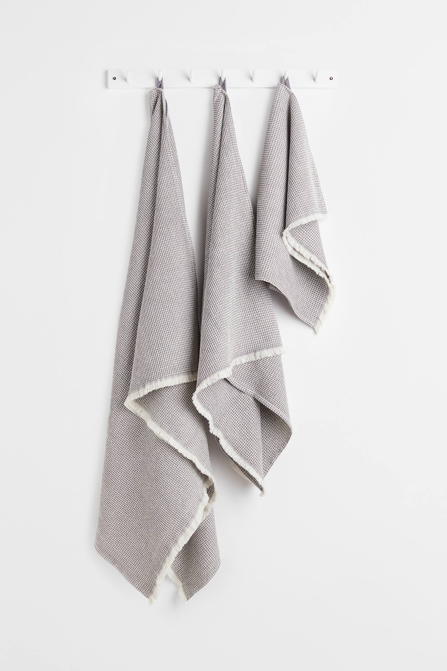 Waffled bath towel - Grey/White marl/Light greige - 2