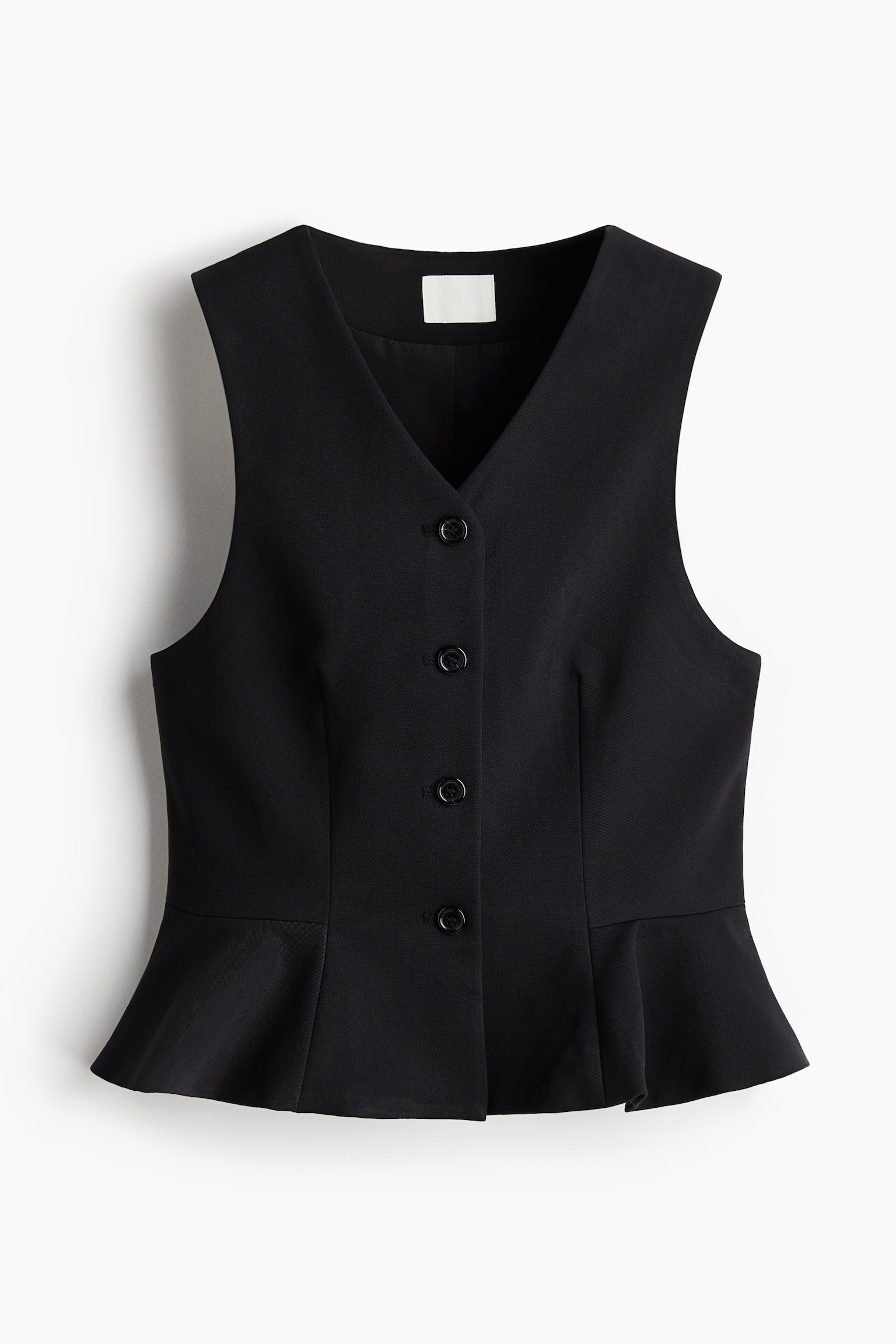 Женский жилет H&M V-Neck with Peplum, цвет: Чёрный — фото 1
