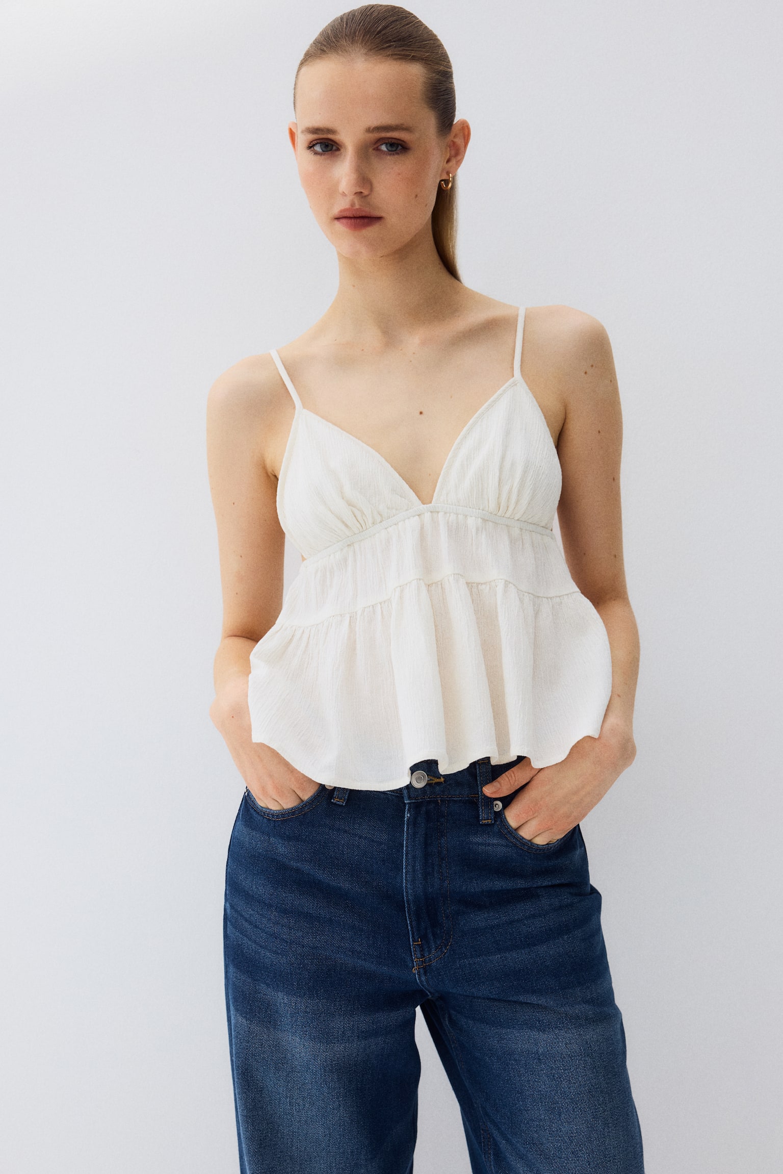 Straight High Jeans - Albastru-denim închis/Negru/Alb - 5