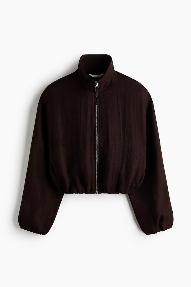 Bubble-hem jacket - Dark brown/Cream - 1