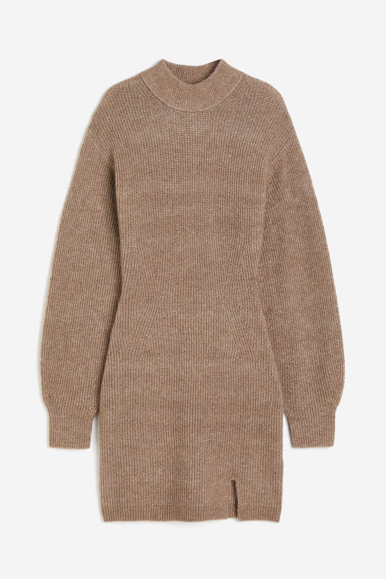 Women's Beige Knit Mock Turtleneck Dress | H&M CA