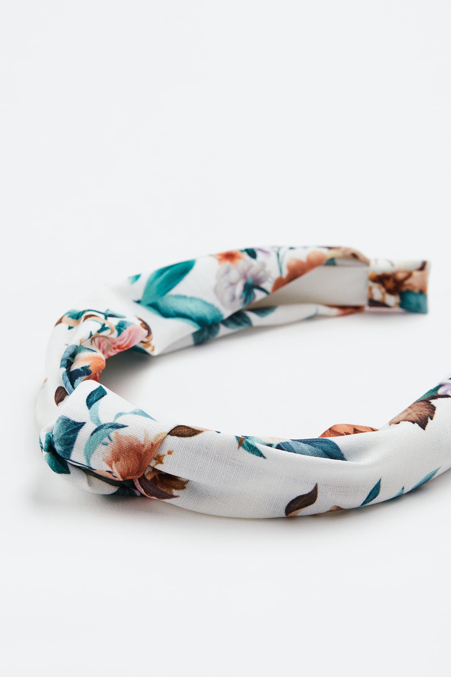 Knot Detail Headband - White/Floral - 2