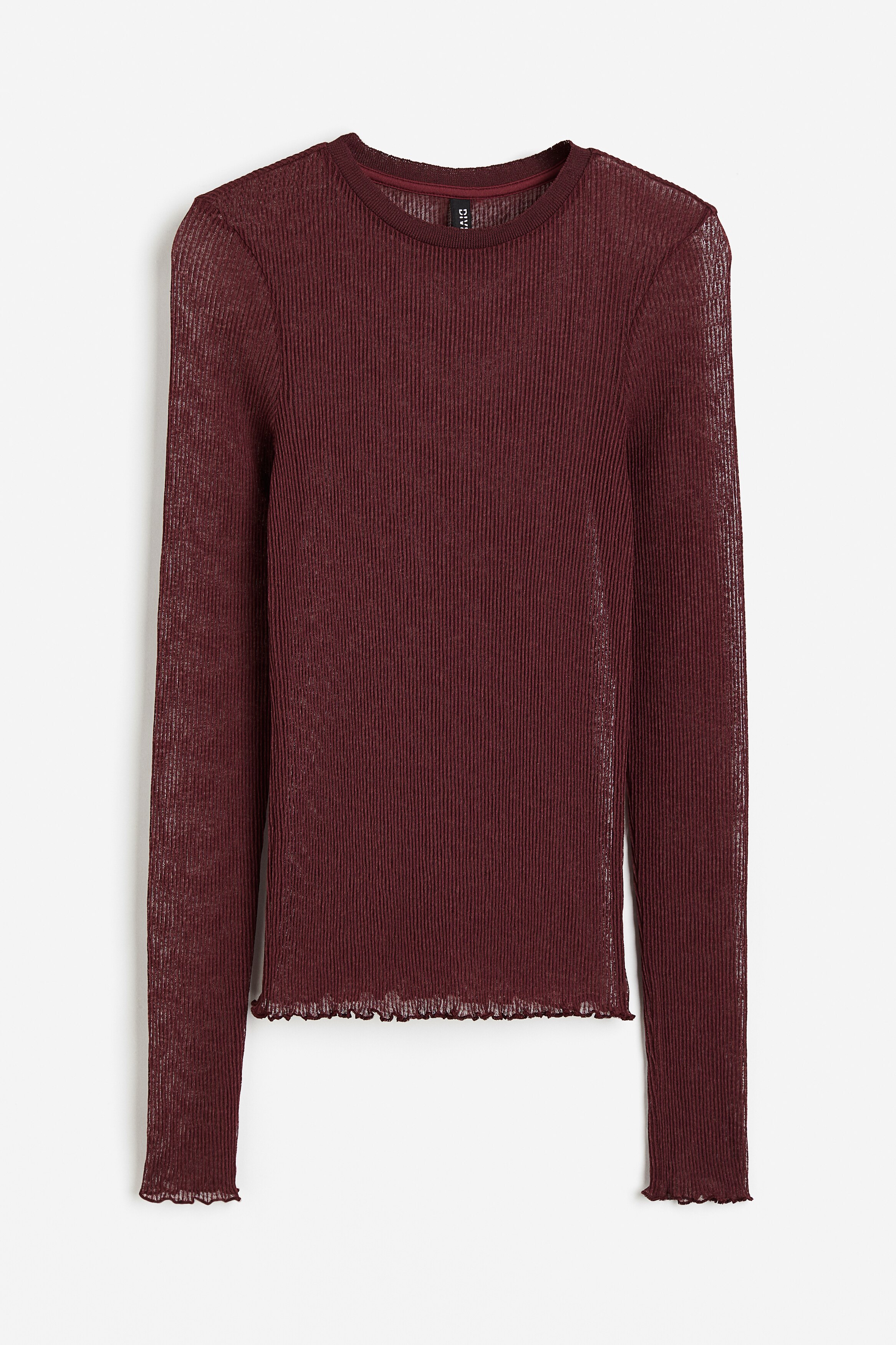 red sheer long sleeve top
