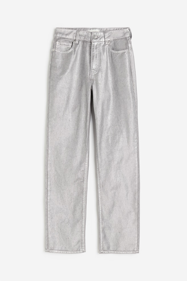 Coated Straight High Jeans - Argentato - 1