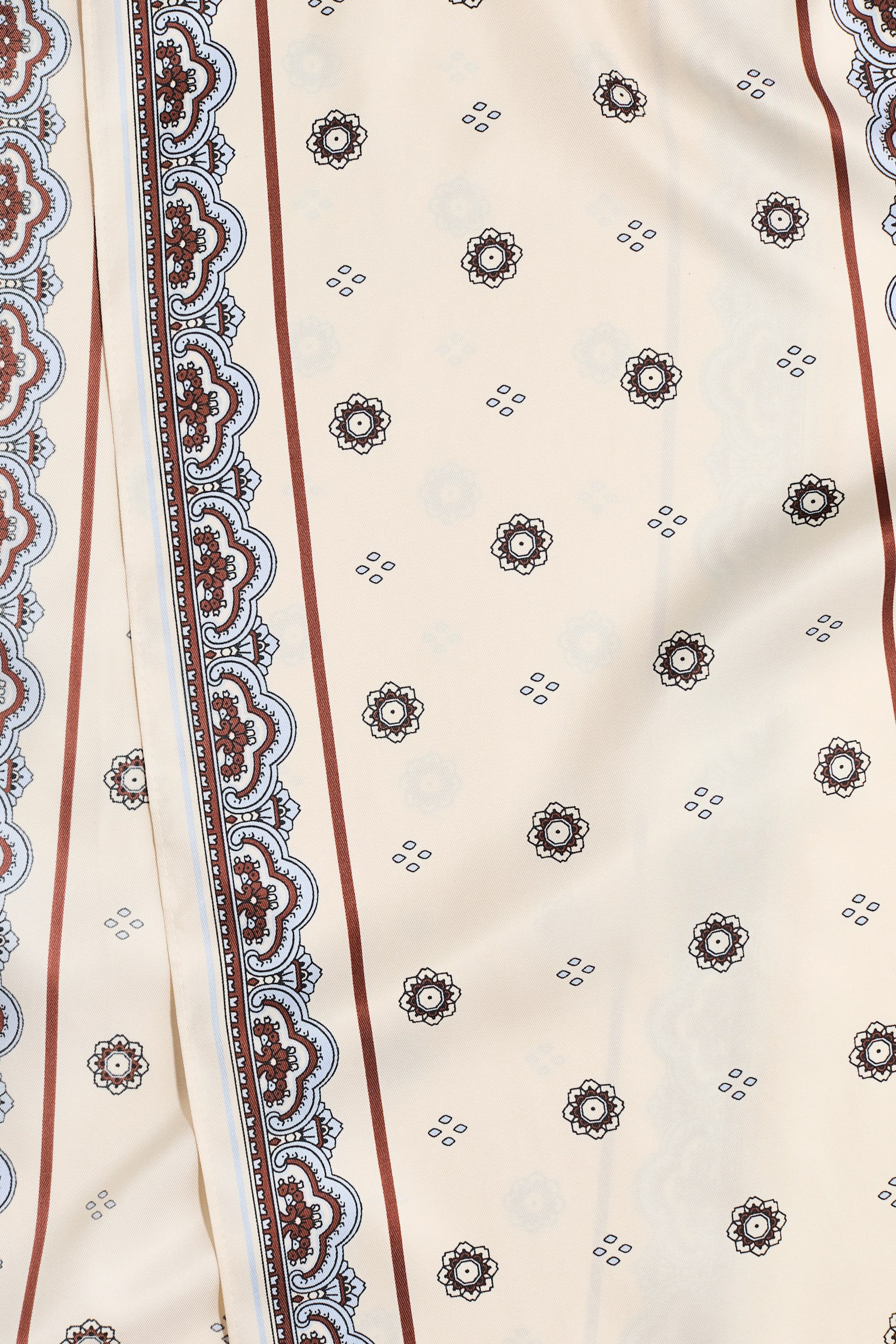 Printed scarf - קרם/דוגמה/כחול נייבי/דוגמה/כחול נייבי/חום דוגמה/קרם/נקודות - 2