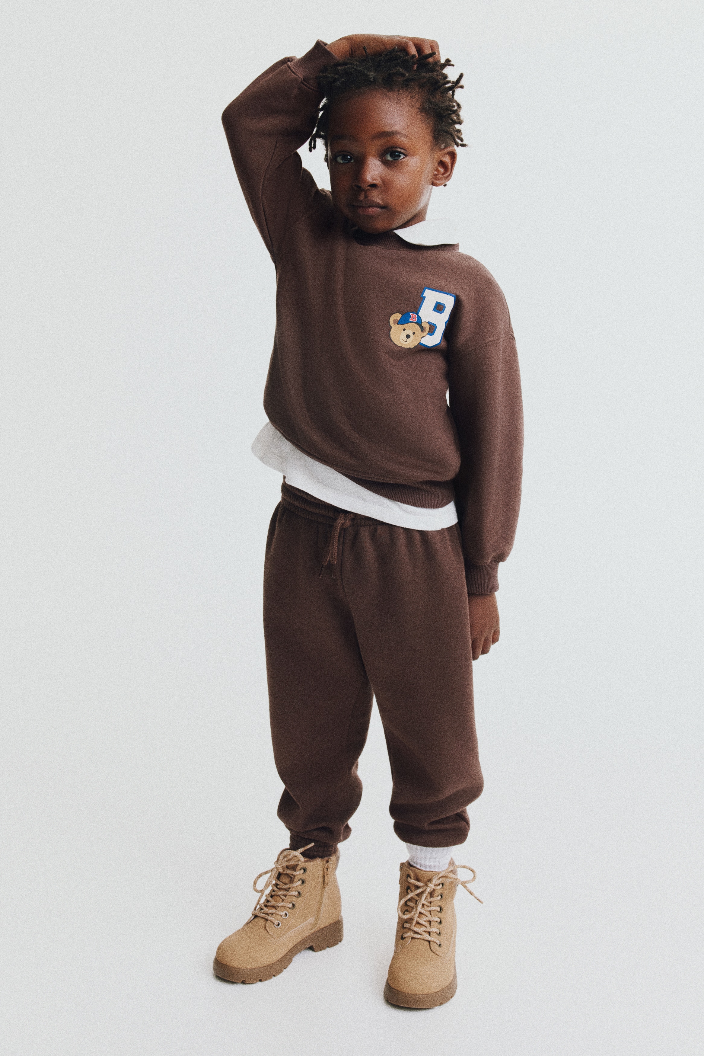 2-piece printed sweatshirt set - Dark brown/Teddy bear/Green/Game Time/Dark blue/Basketballs/Dark turquoise/T. rex/Grey marl/NASA/Dark red/New York City/Dark red/Sport