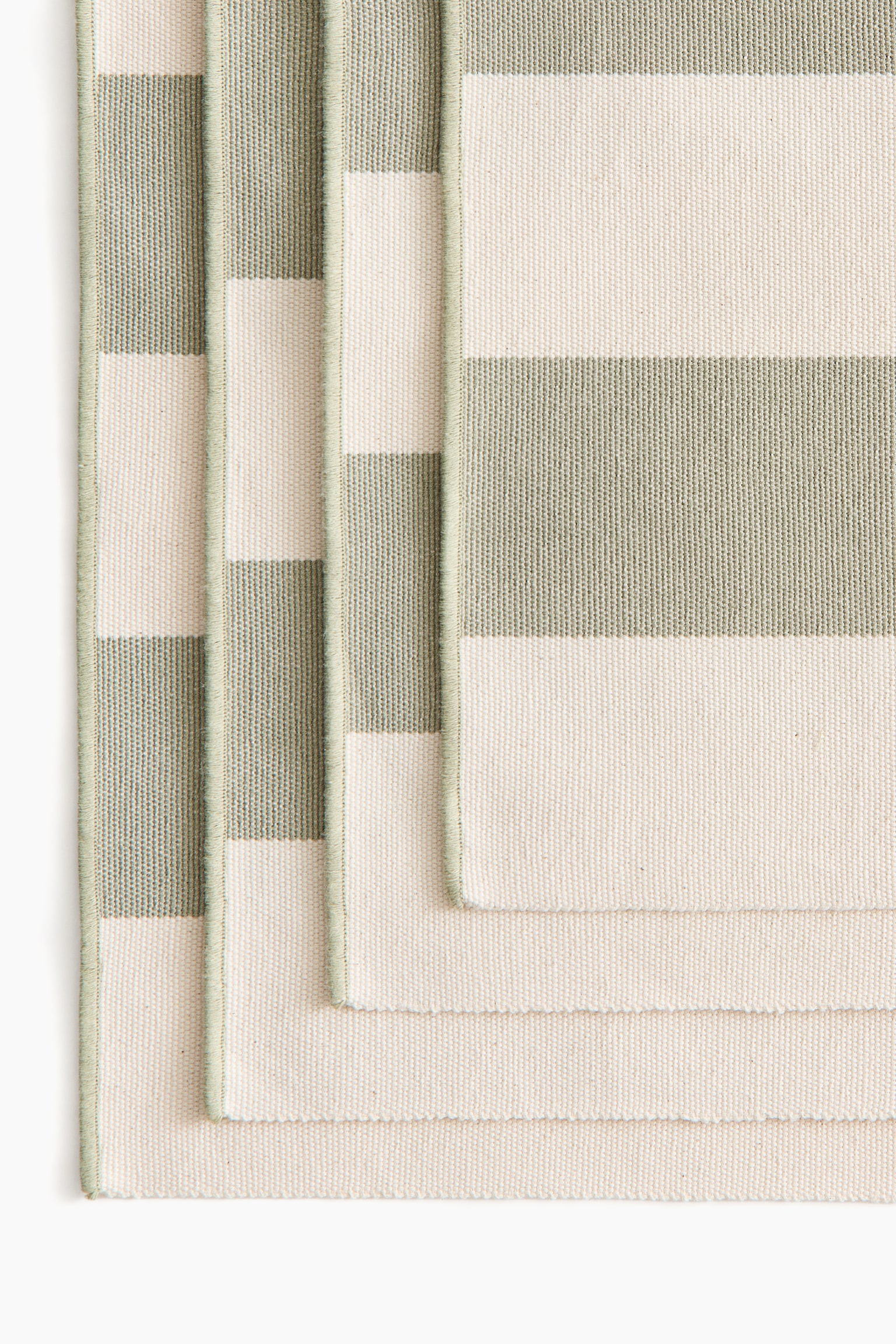 4-pack cotton place mats - Green/Light beige/Dark grey/Striped/Terracotta/Striped - 2