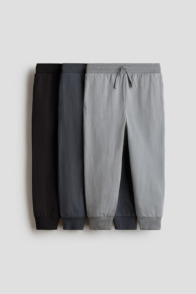 3-Pack Cotton Joggers - Gray/black/Black/gray melange/navy blue/Navy blue/khaki green/Navy blue/dark red/Red/light blue/dark green/Turquoise/black - 1