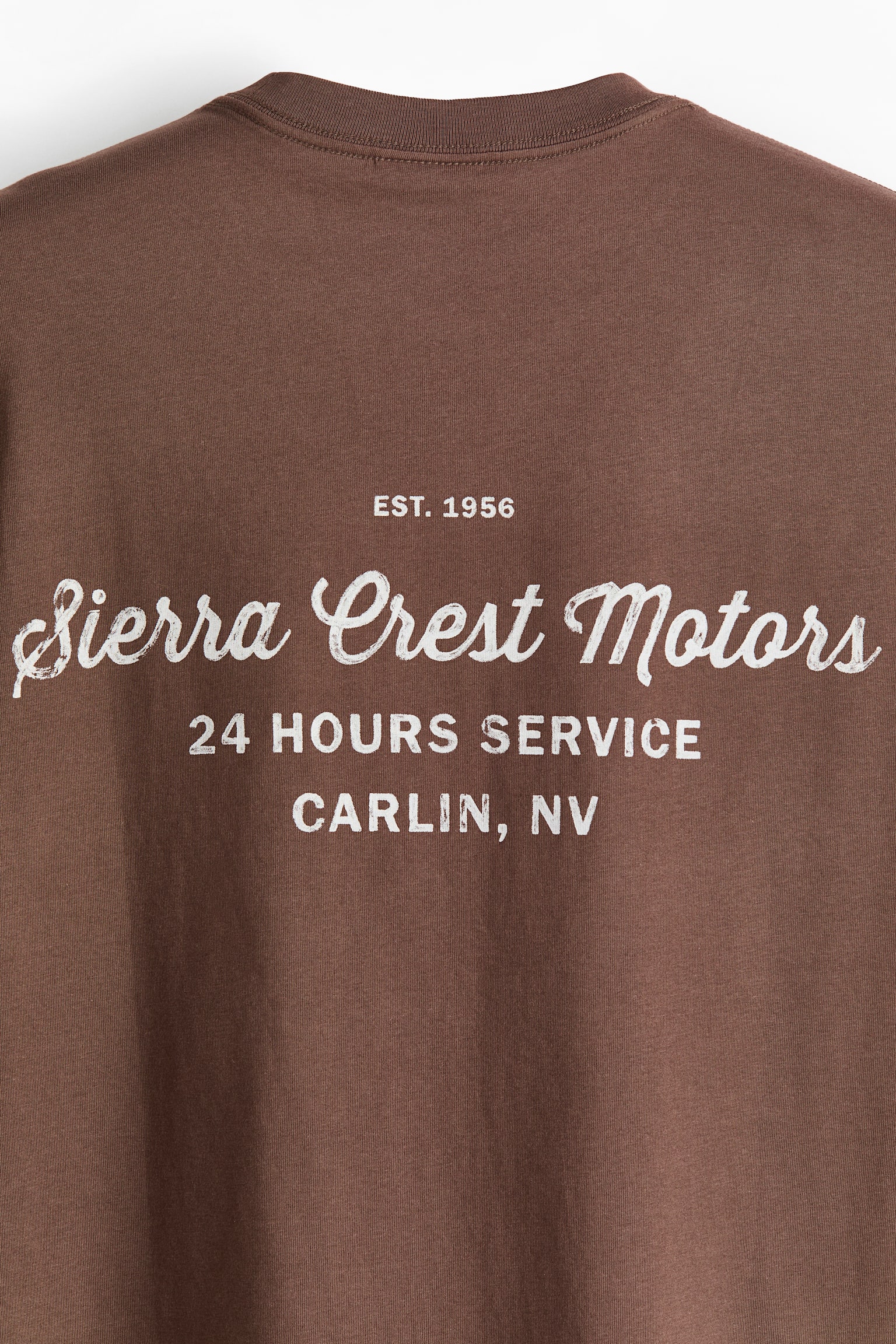 Loose Fit Printed T-shirt-Brown/Sierra Crest Motors - 6