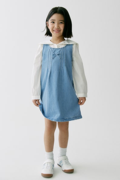 リボンディテール デニムワンピース