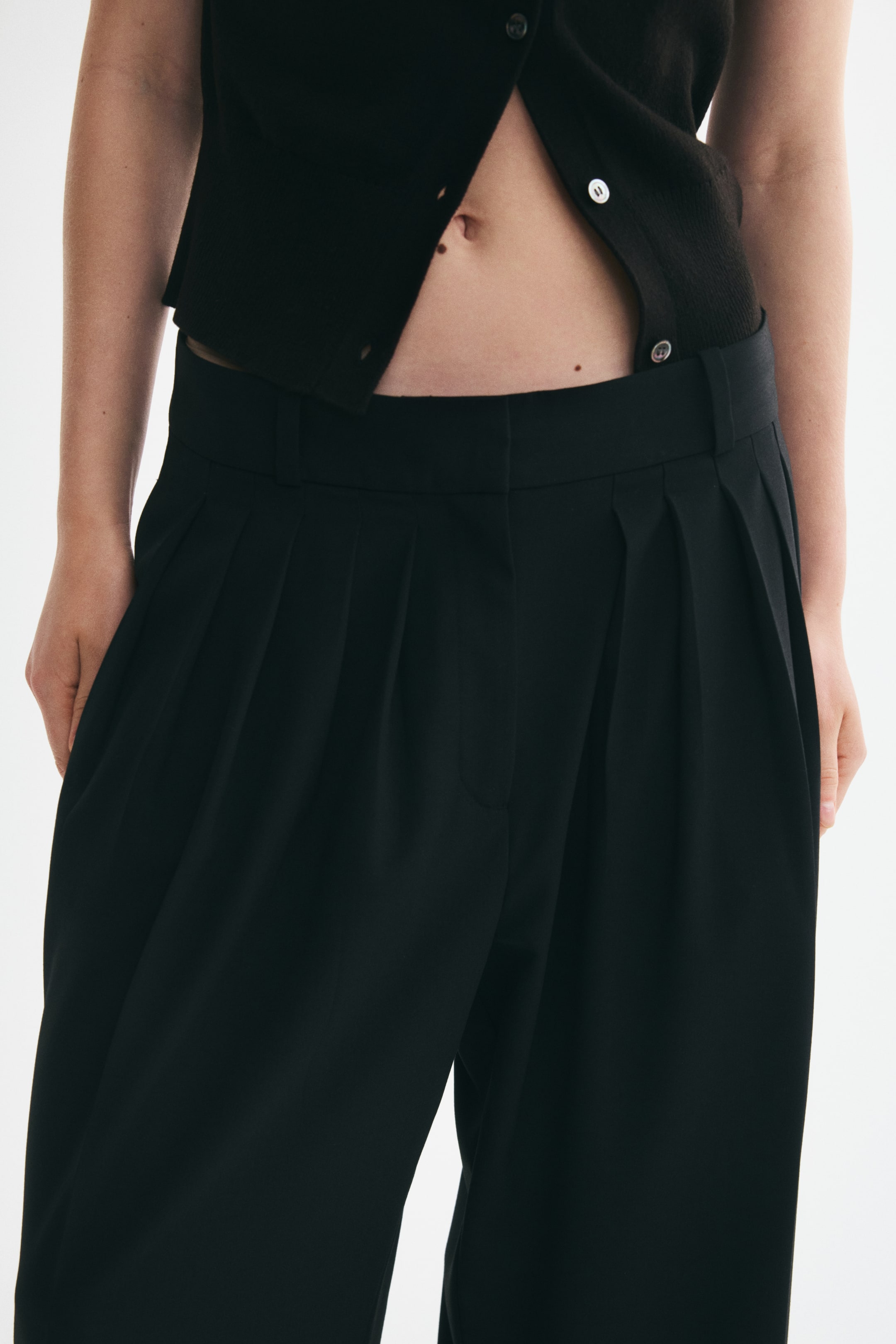 Wide-Leg Pleated Pants