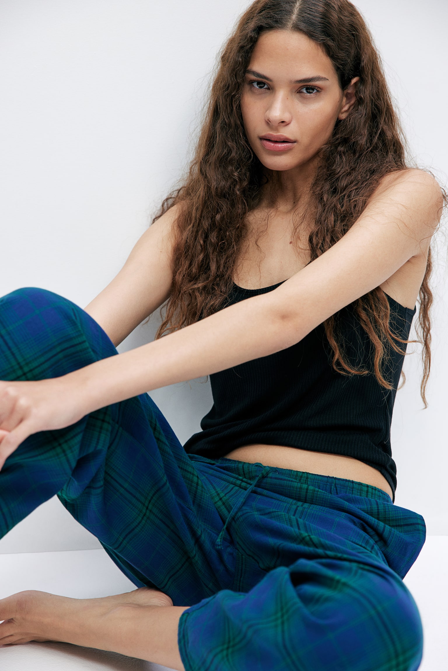 Cotton flannel pyjama bottoms - Dark blue/Checked/Navy blue/Checked/Black/Checked/Red/Checked - 3