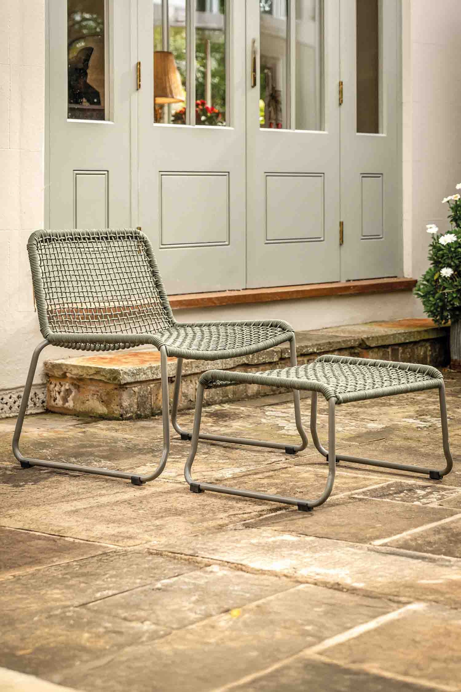 Lounge Chair With Footstool - Green