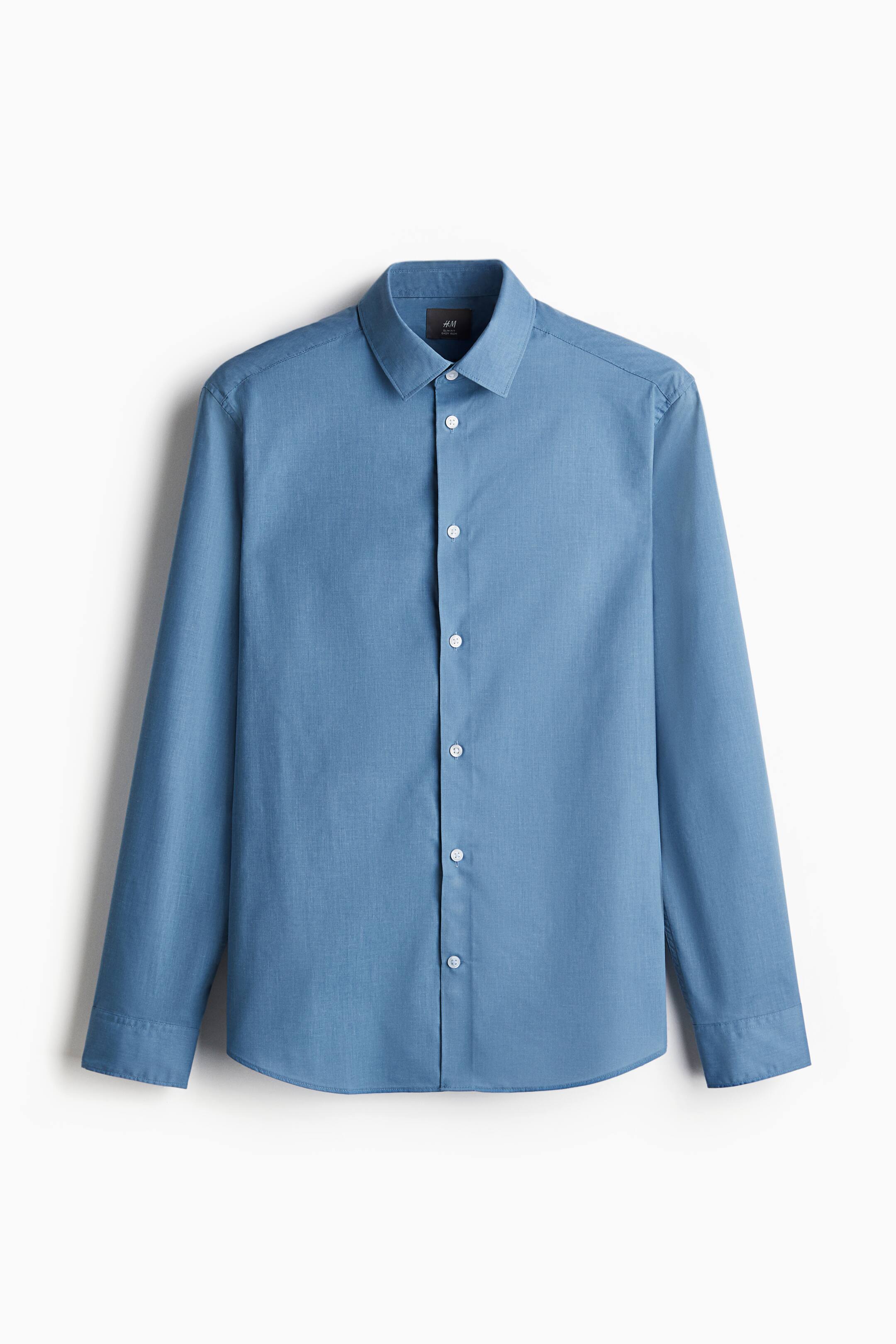 View larger image: Slim Fit Easy-iron shirt - Blue - Men | H&M IN 4