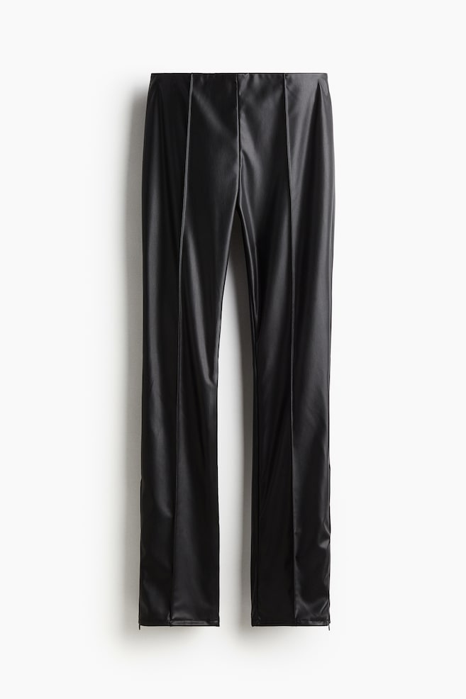 Coated Leggings - Black/Dark brown - 1