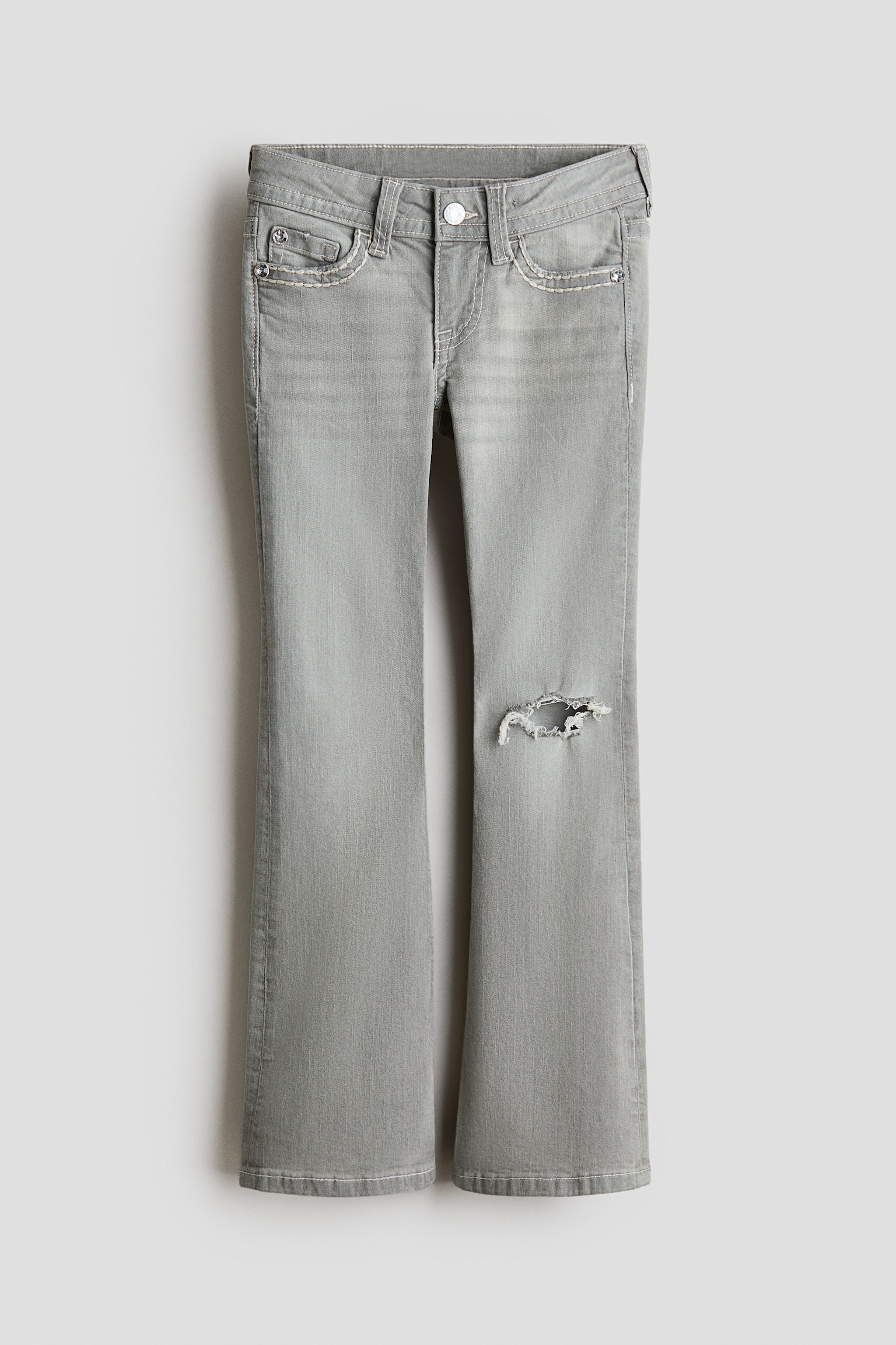 Skinny Fit Bootcut Low Jeans - Šedý denim/Denim blue