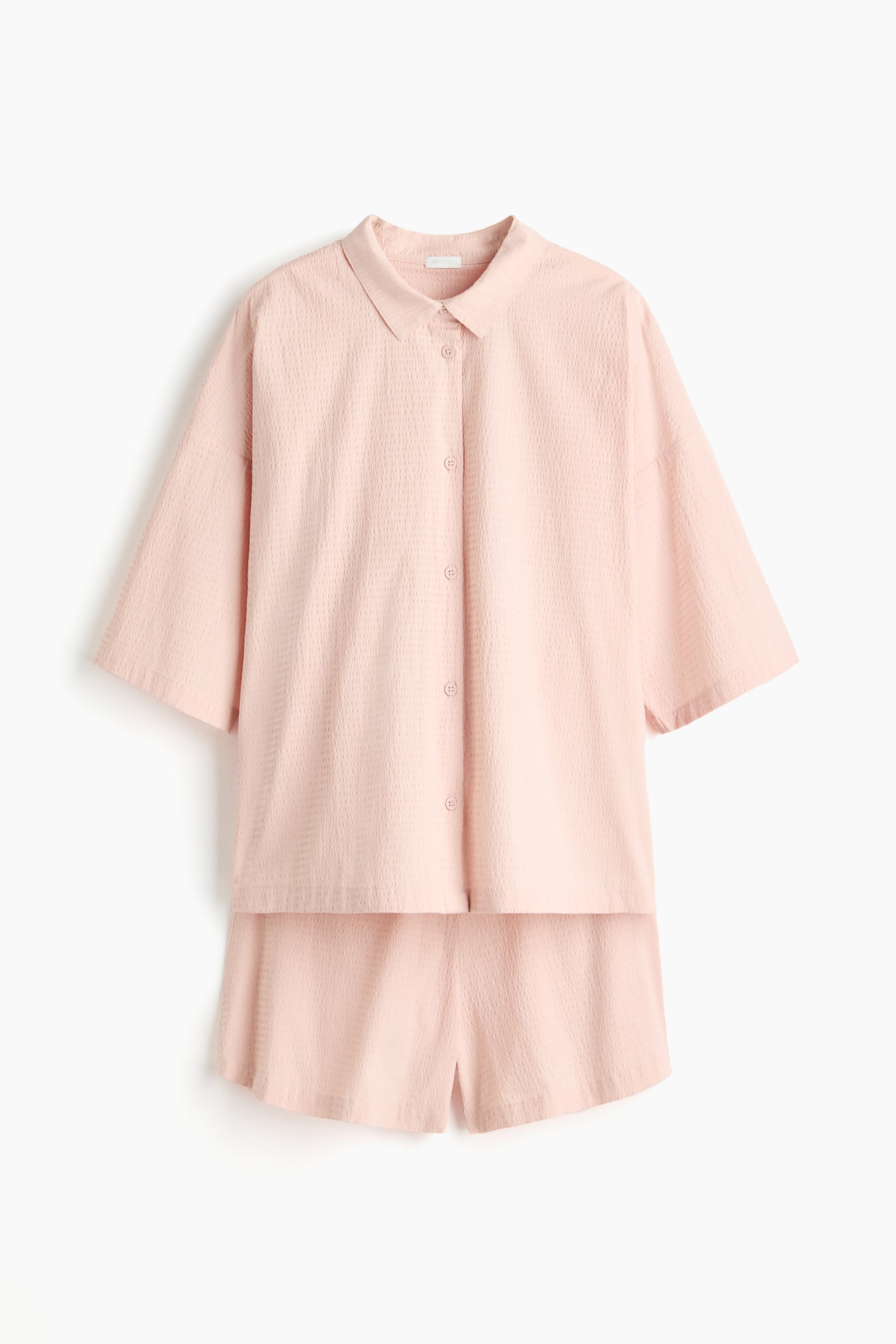Cotton seersucker pyjamas - Rosa empolvado/Blanco/Amarillo