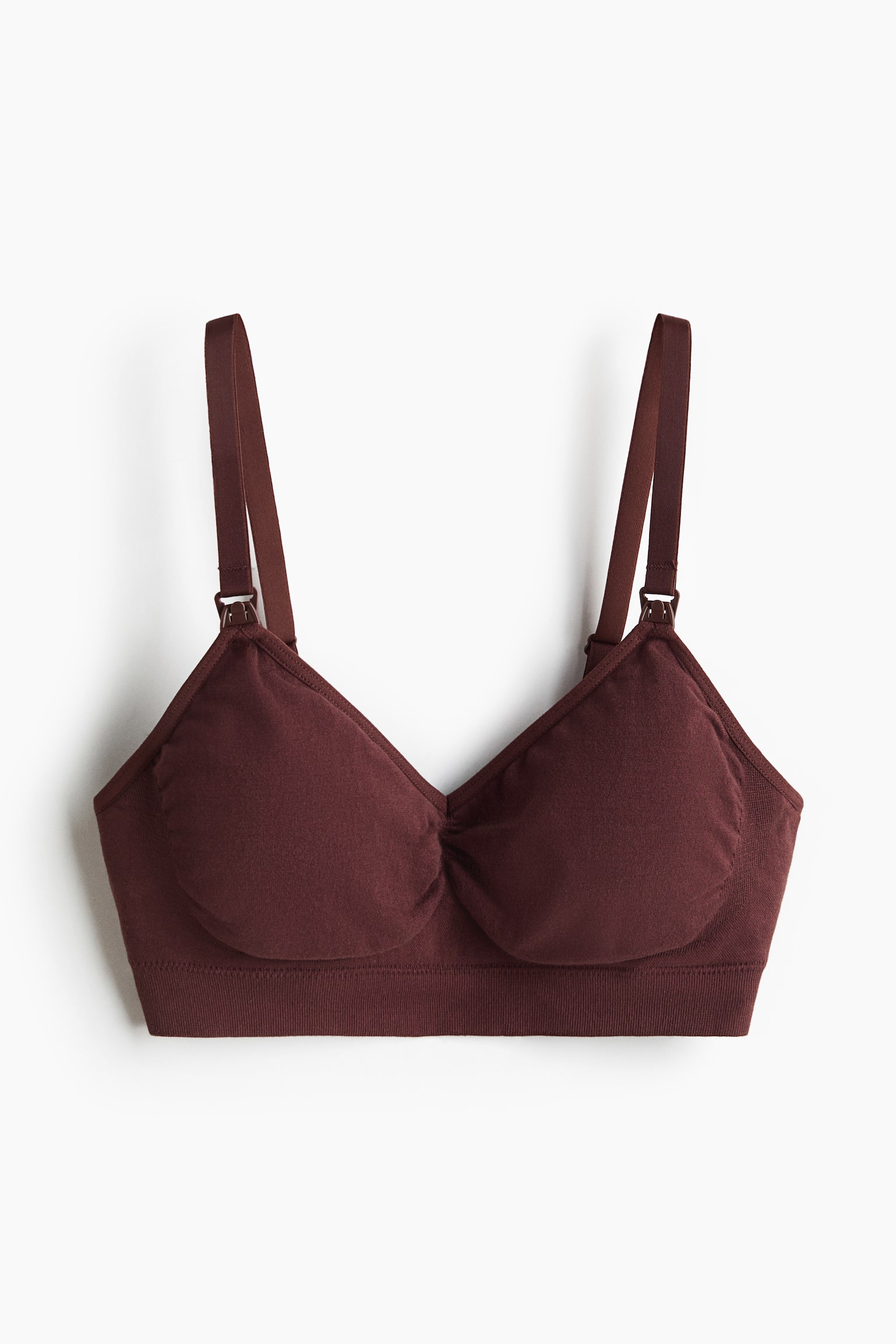 MAMA Seamless Padded cotton-blend nursing bra - Dark brown/Light mole marled/Black - 2