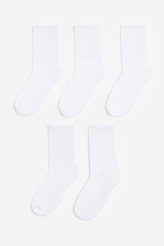 5-pack ribbed socks - White/Black/White/Dark blue/Bright blue/Black - 1
