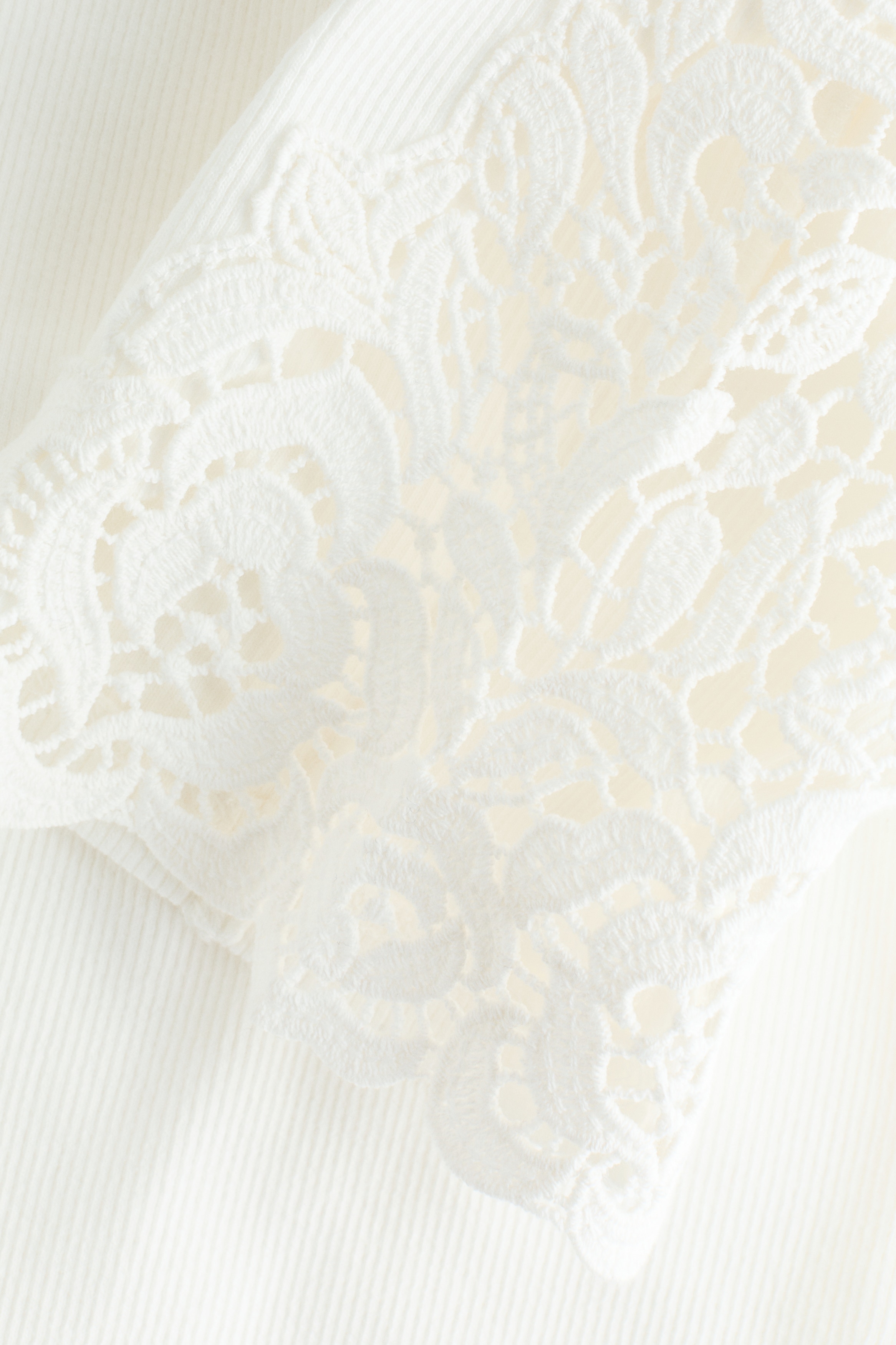 Ribbed Lace-Inset Top